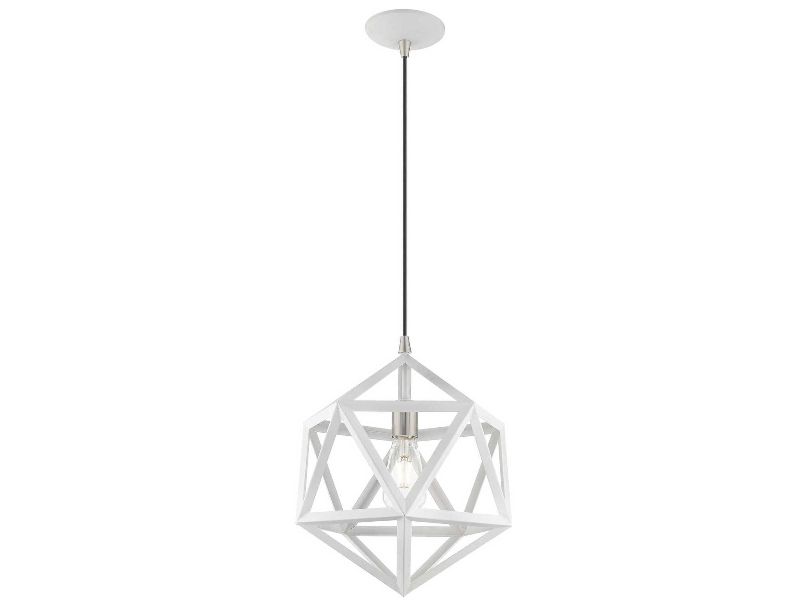 Livex Lighting Geometric 1-Light White Pendant
