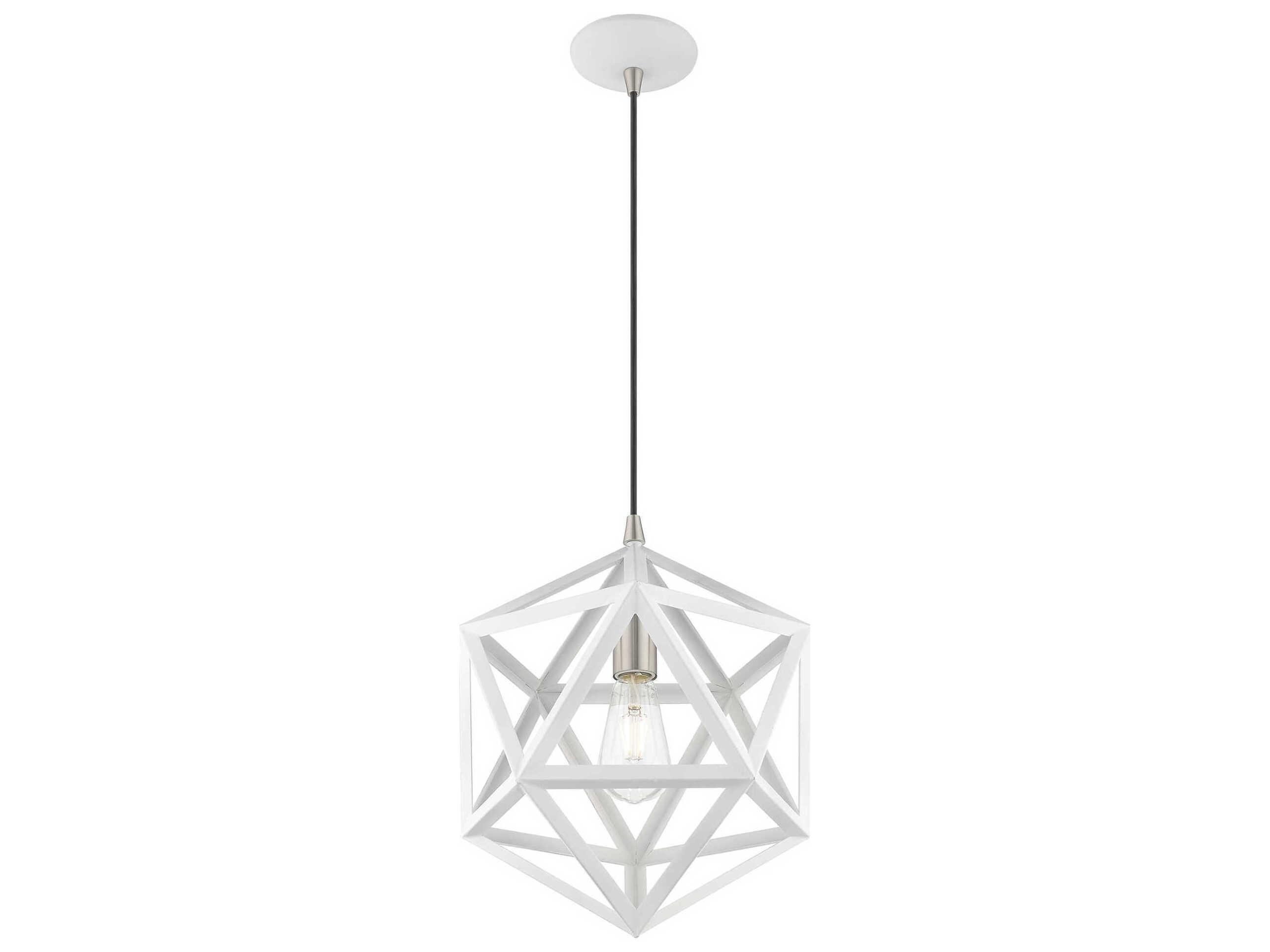 Livex Lighting Geometric 1-Light White Pendant