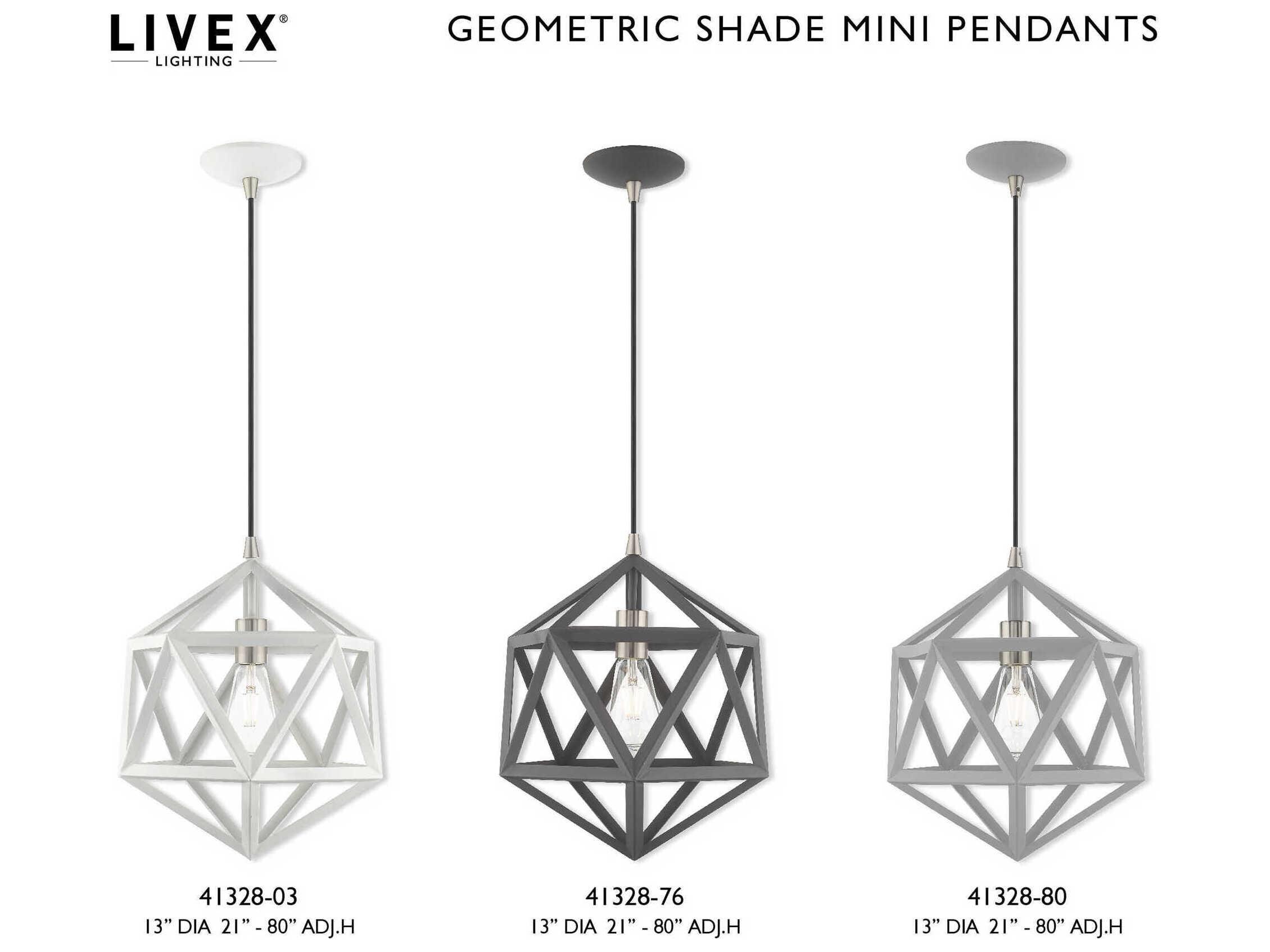 Livex Lighting Geometric 1-Light White Pendant