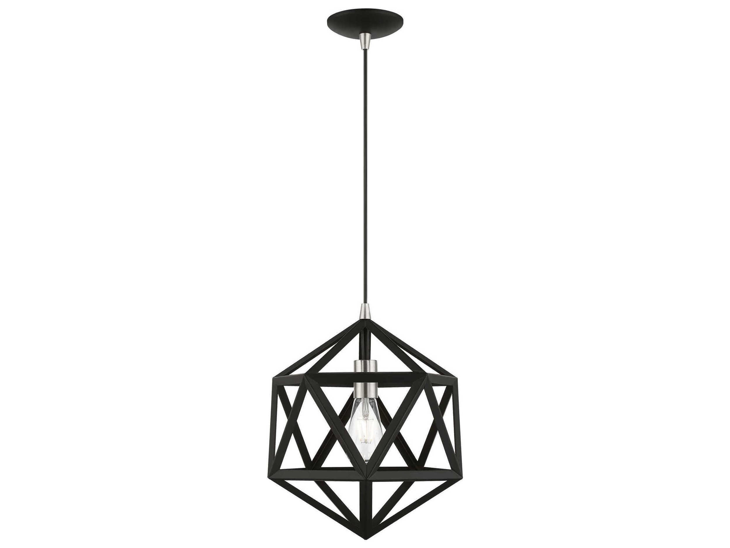 Livex Lighting Ashland 1-Light Black Brushed Nickel Geometric Pendant