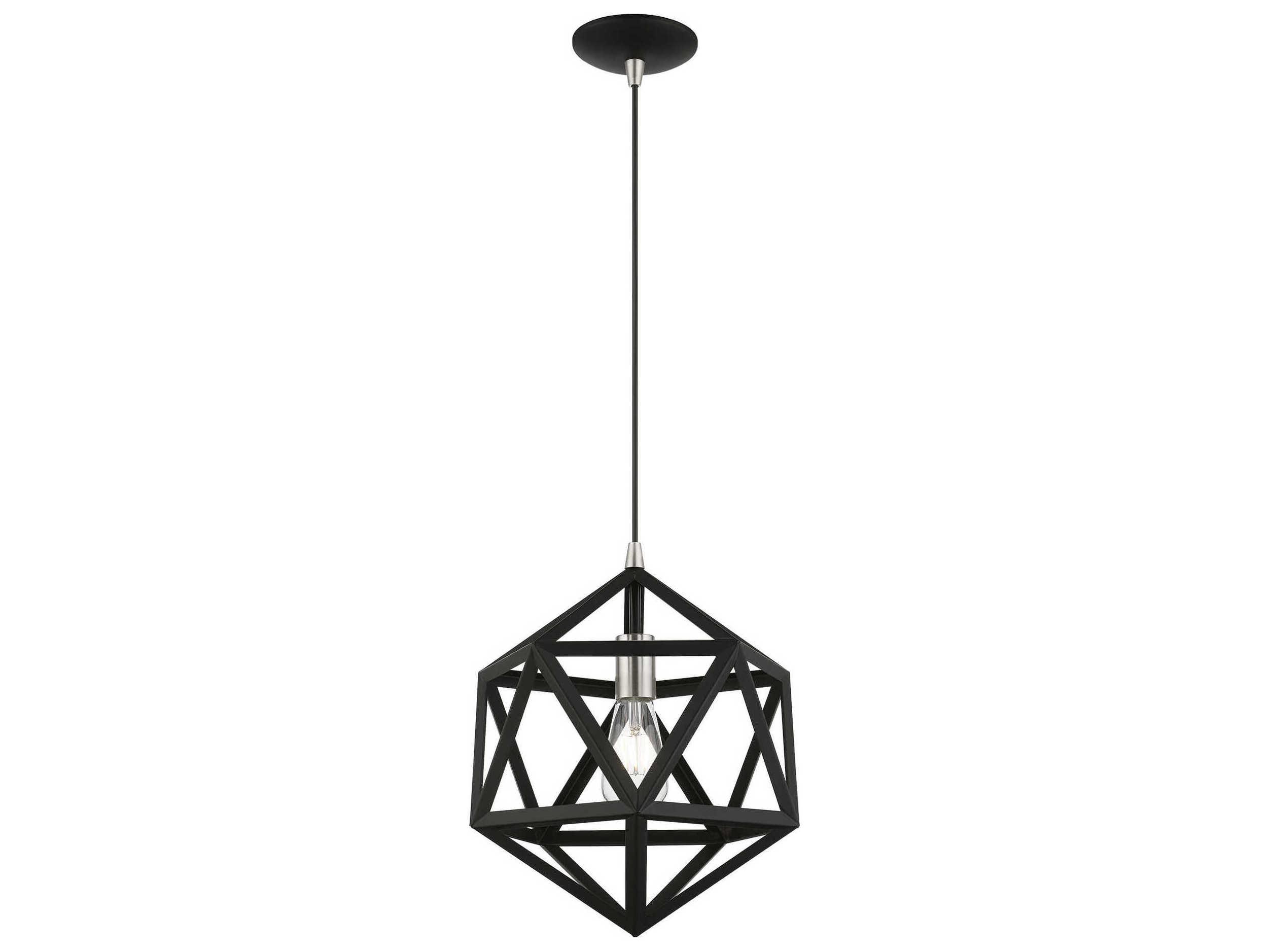 Livex Lighting Ashland 1-Light Black Brushed Nickel Geometric Pendant