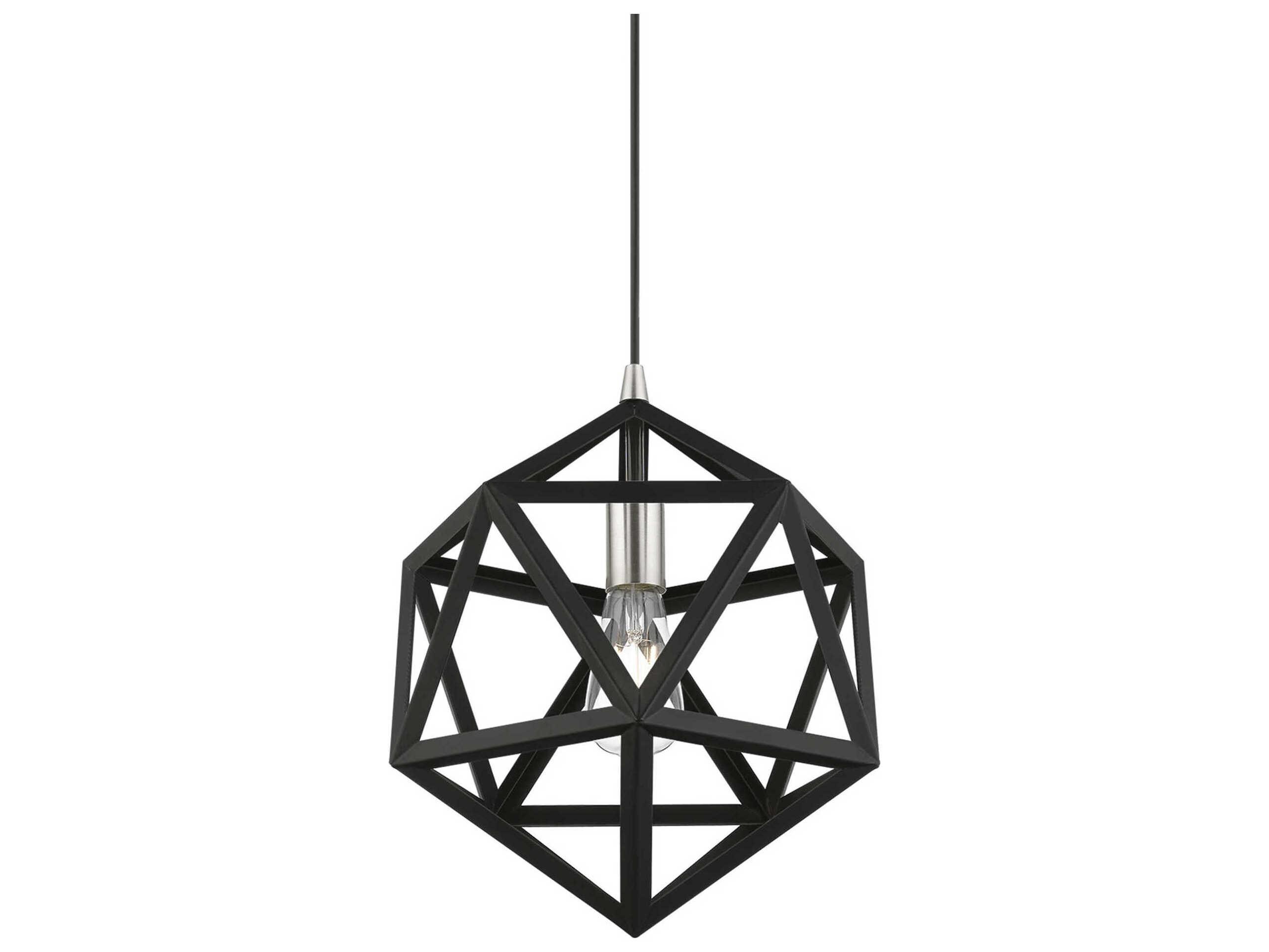 Livex Lighting Ashland 1-Light Black Brushed Nickel Geometric Pendant