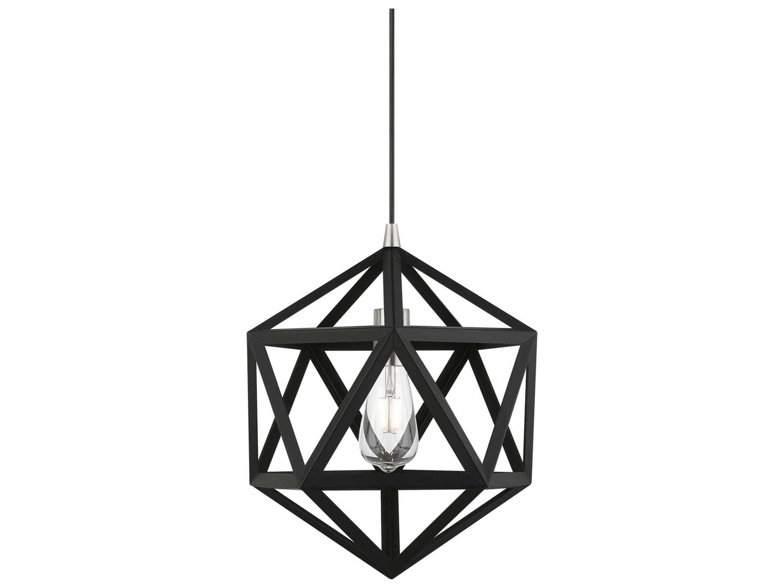 Livex Lighting Ashland 1-Light Black Brushed Nickel Geometric Pendant