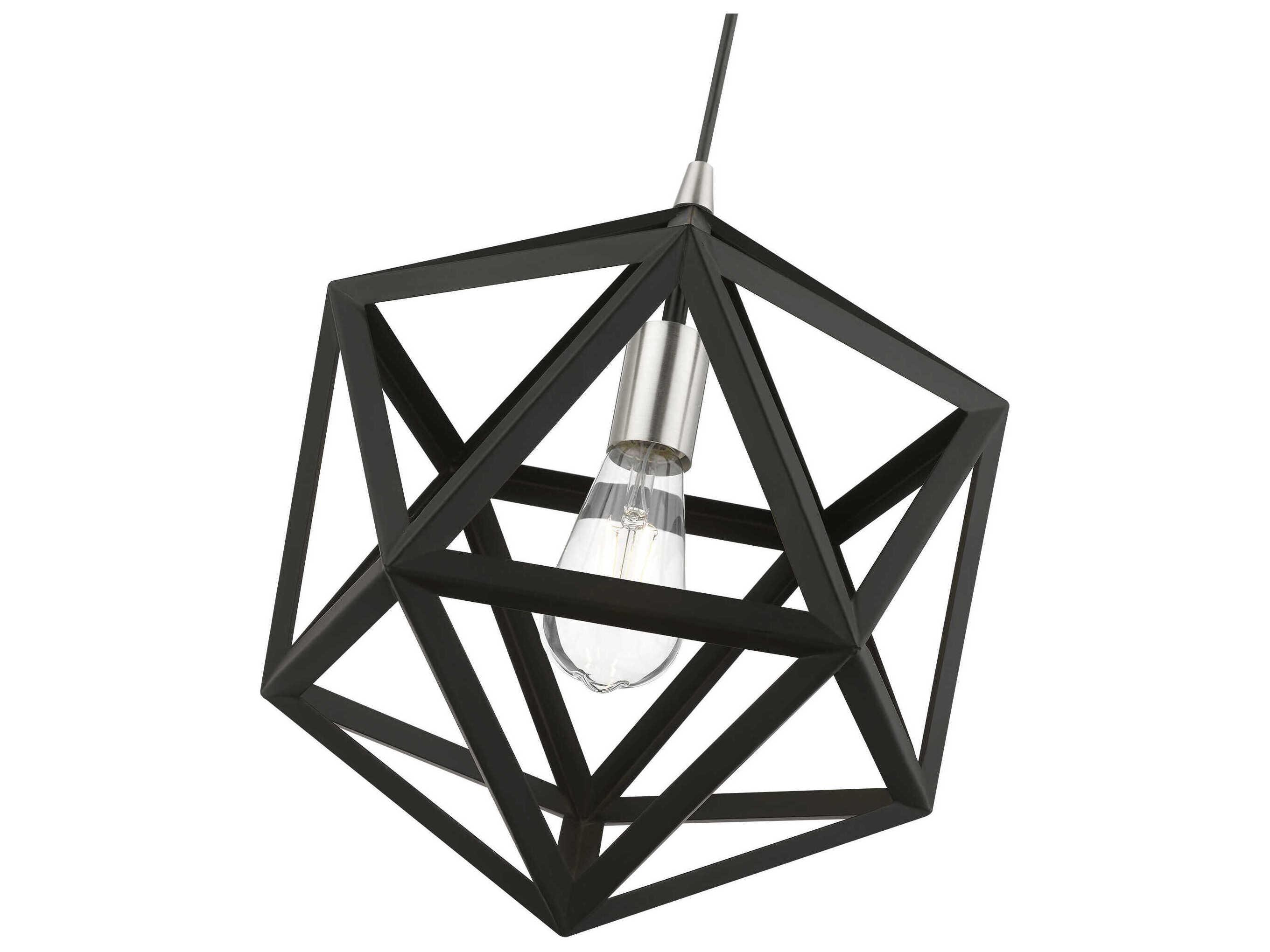 Livex Lighting Ashland 1-Light Black Brushed Nickel Geometric Pendant