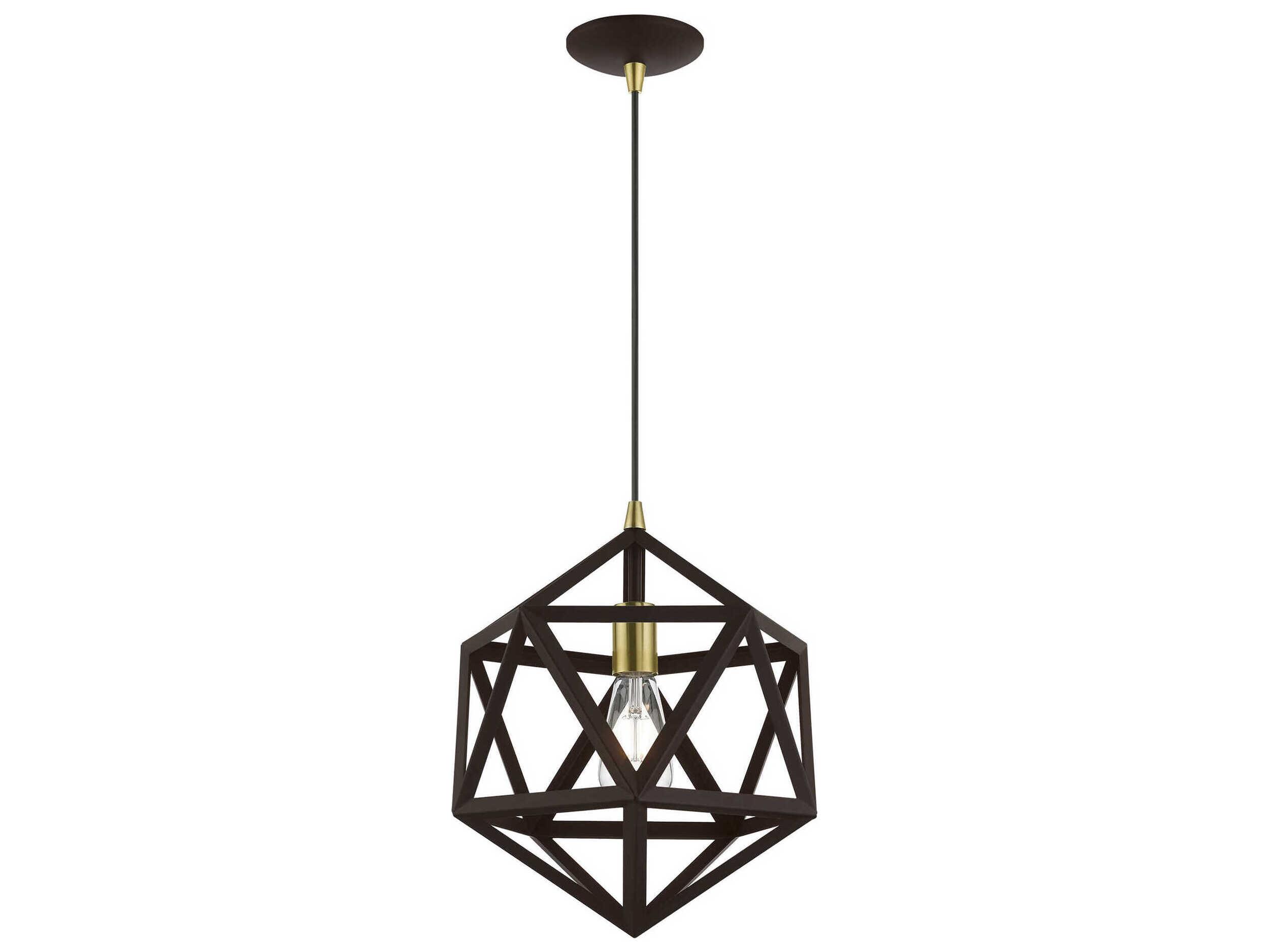 Livex Lighting Ashland 1-Light Bronze Antique Brass Geometric Pendant