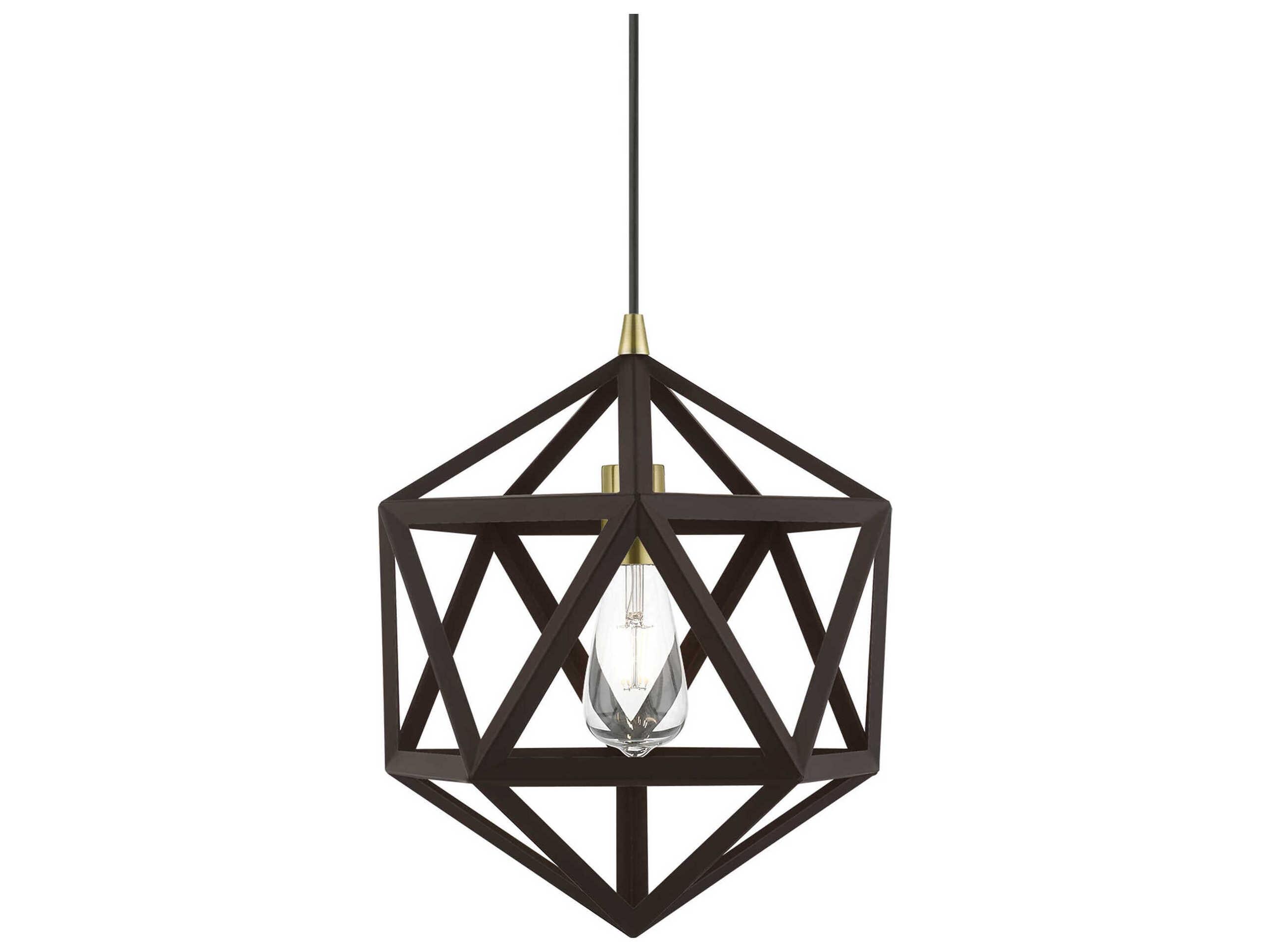 Livex Lighting Ashland 1-Light Bronze Antique Brass Geometric Pendant