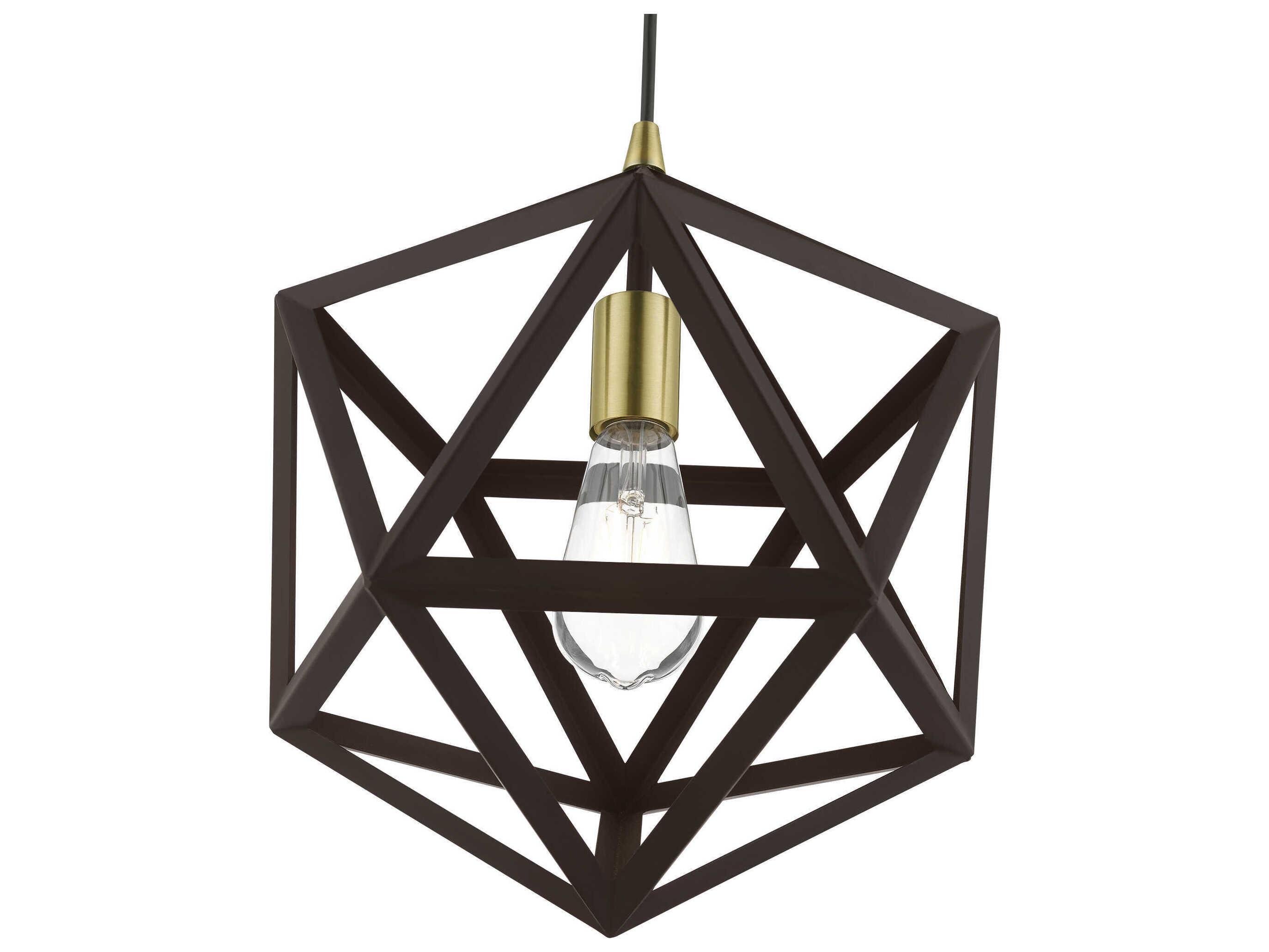 Livex Lighting Ashland 1-Light Bronze Antique Brass Geometric Pendant