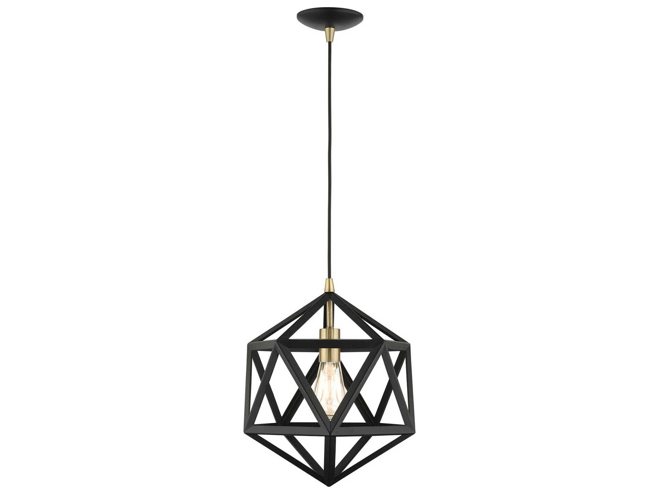 Livex Lighting Geometric 1-Light Textured Black Pendant