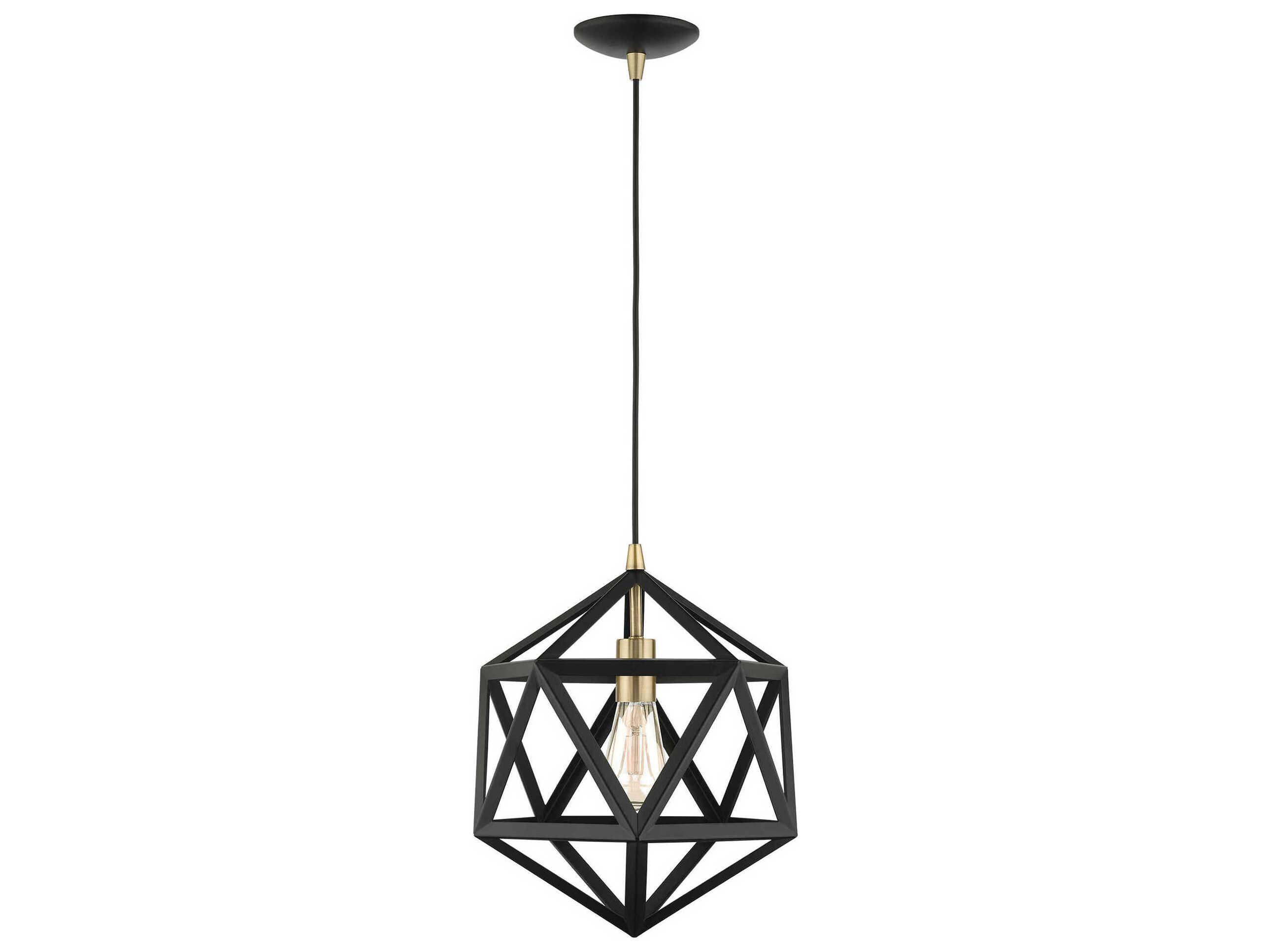 Livex Lighting Geometric 1-Light Textured Black Pendant