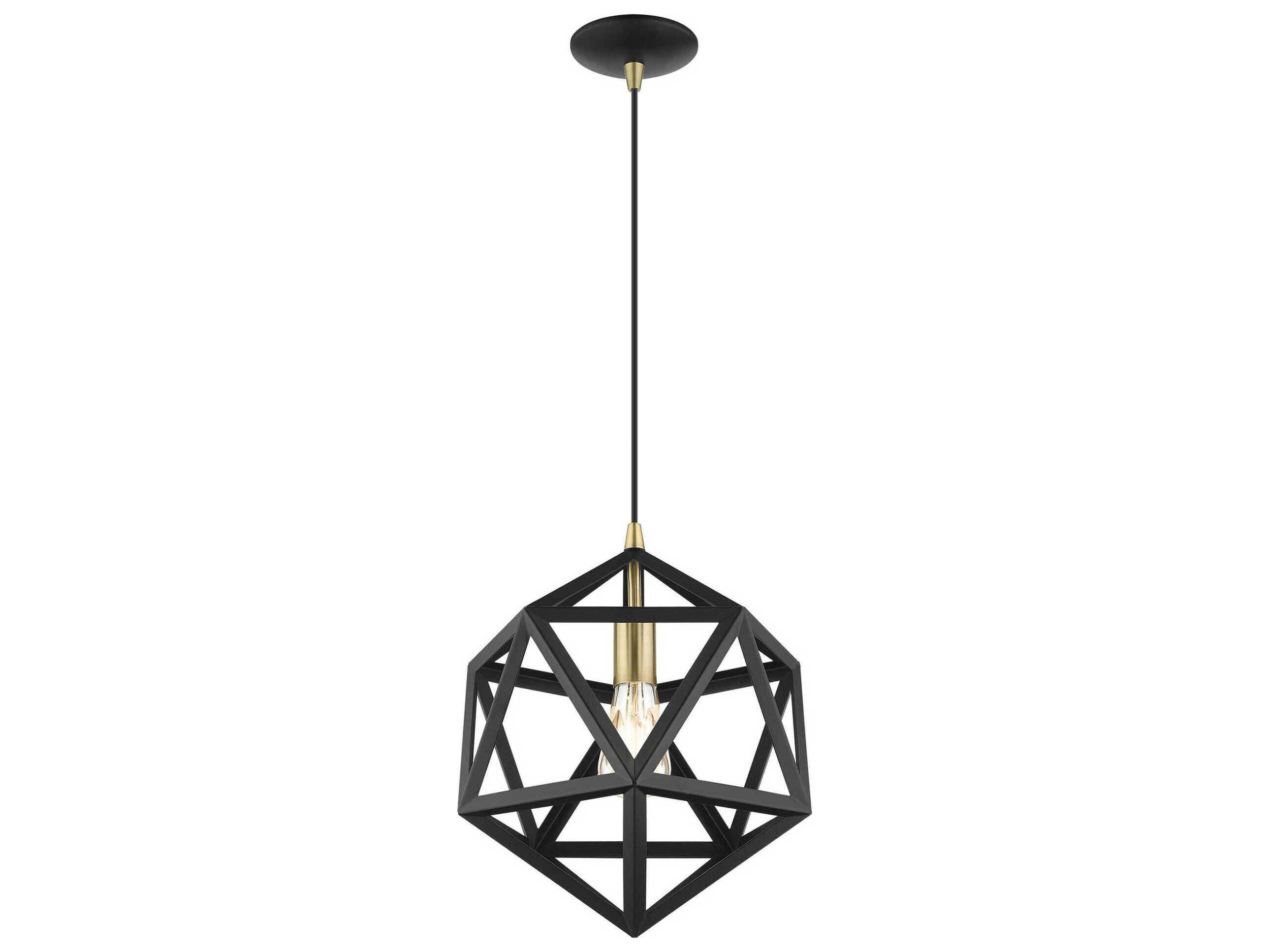 Livex Lighting Geometric 1-Light Textured Black Pendant