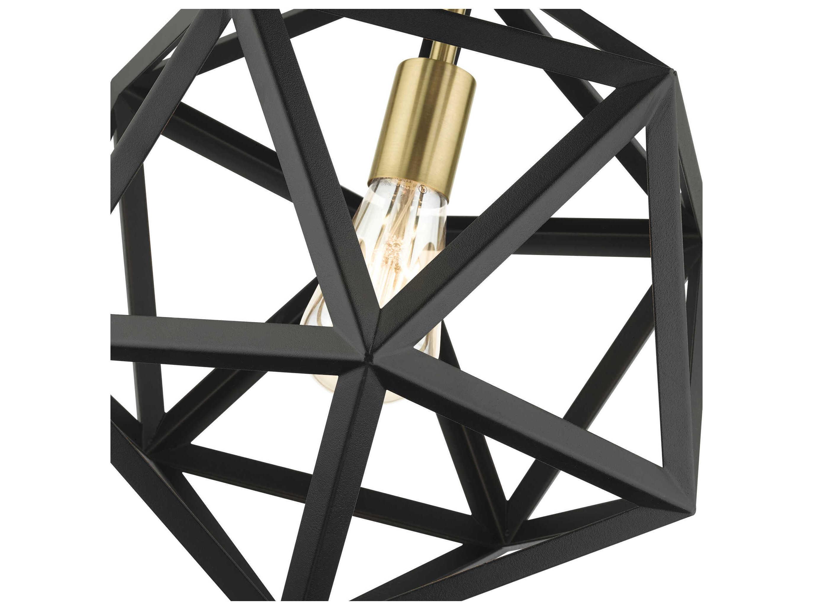 Livex Lighting Geometric 1-Light Textured Black Pendant