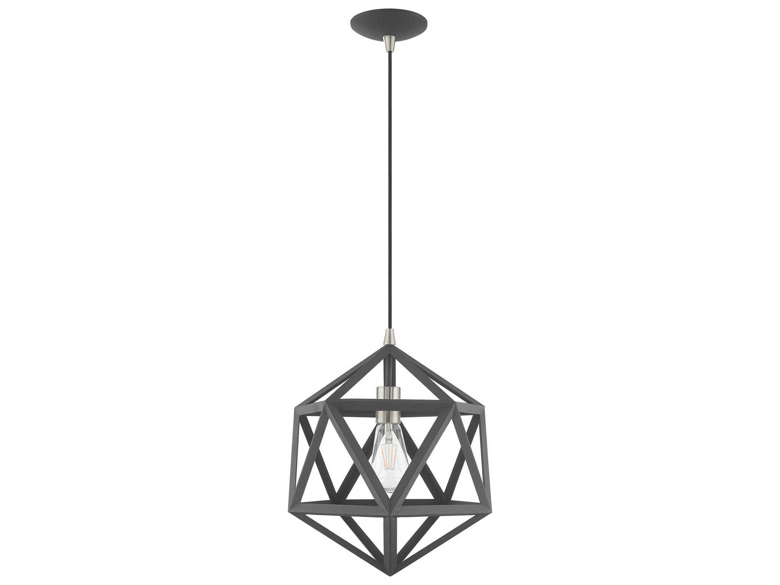 Livex Lighting Geometric 1-Light Scandinavian Gray Pendant