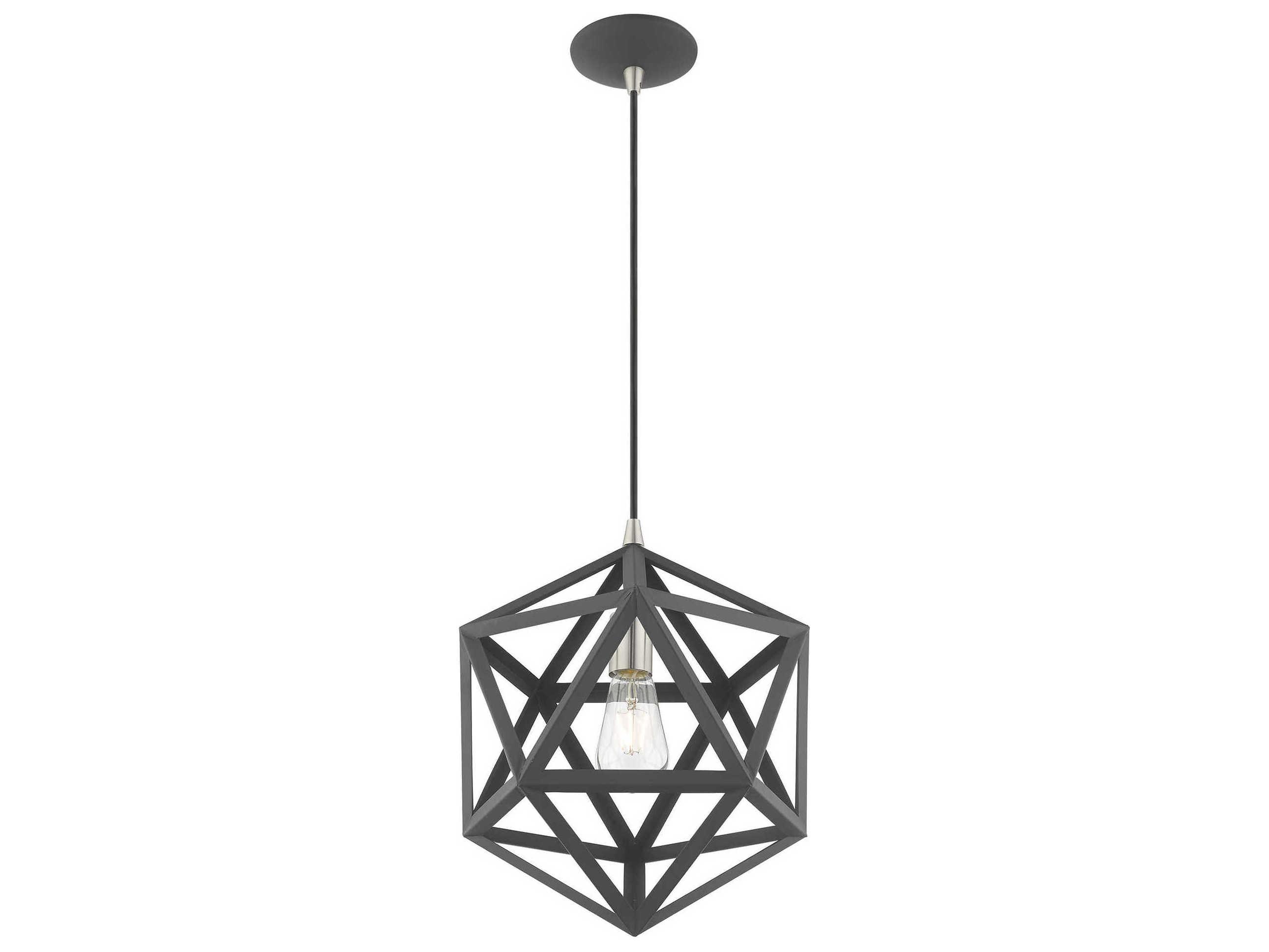 Livex Lighting Geometric 1-Light Scandinavian Gray Pendant