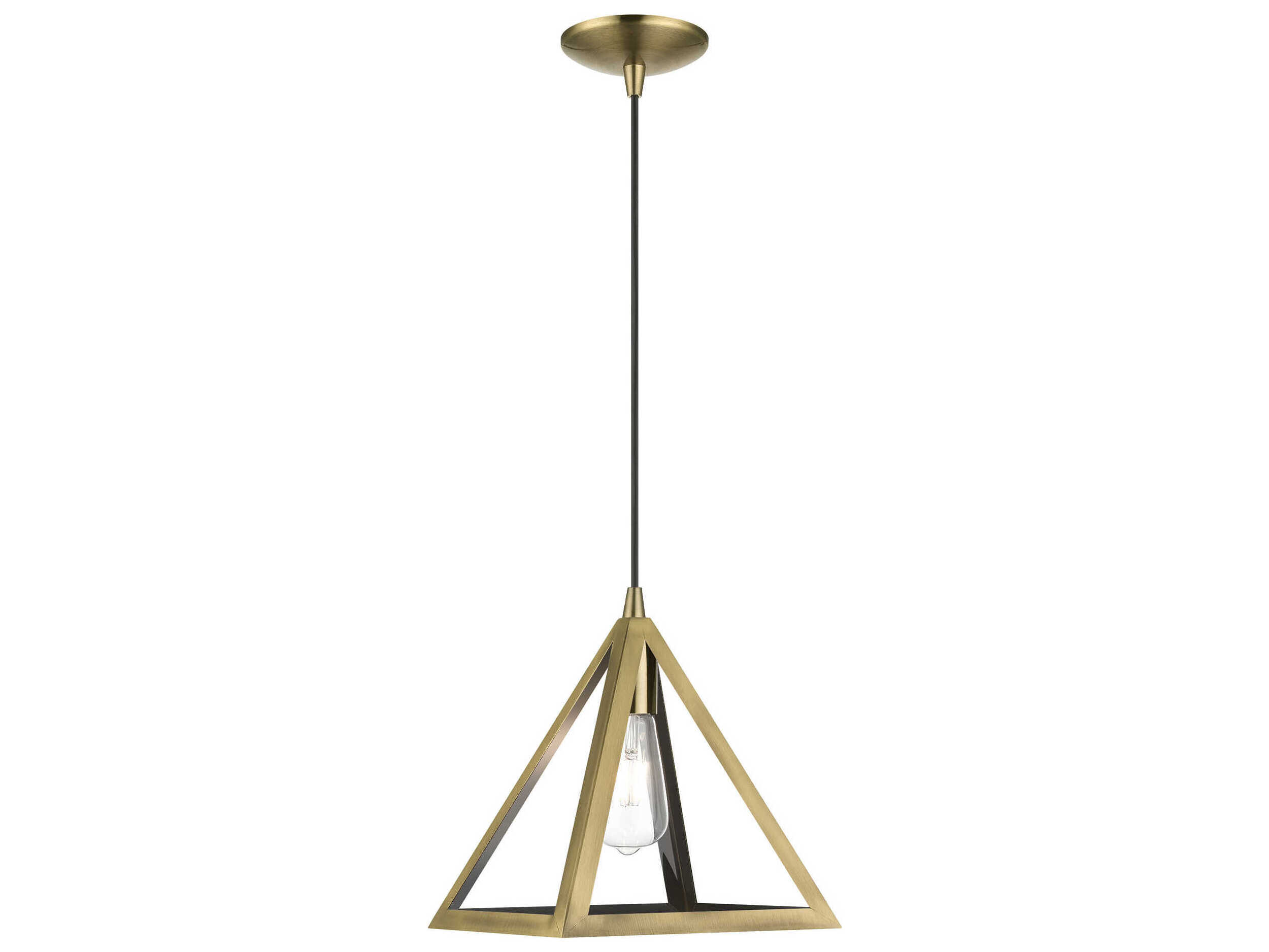 Livex Lighting Pinnacle 1-Light Antique Brass Geometric Mini Pendant