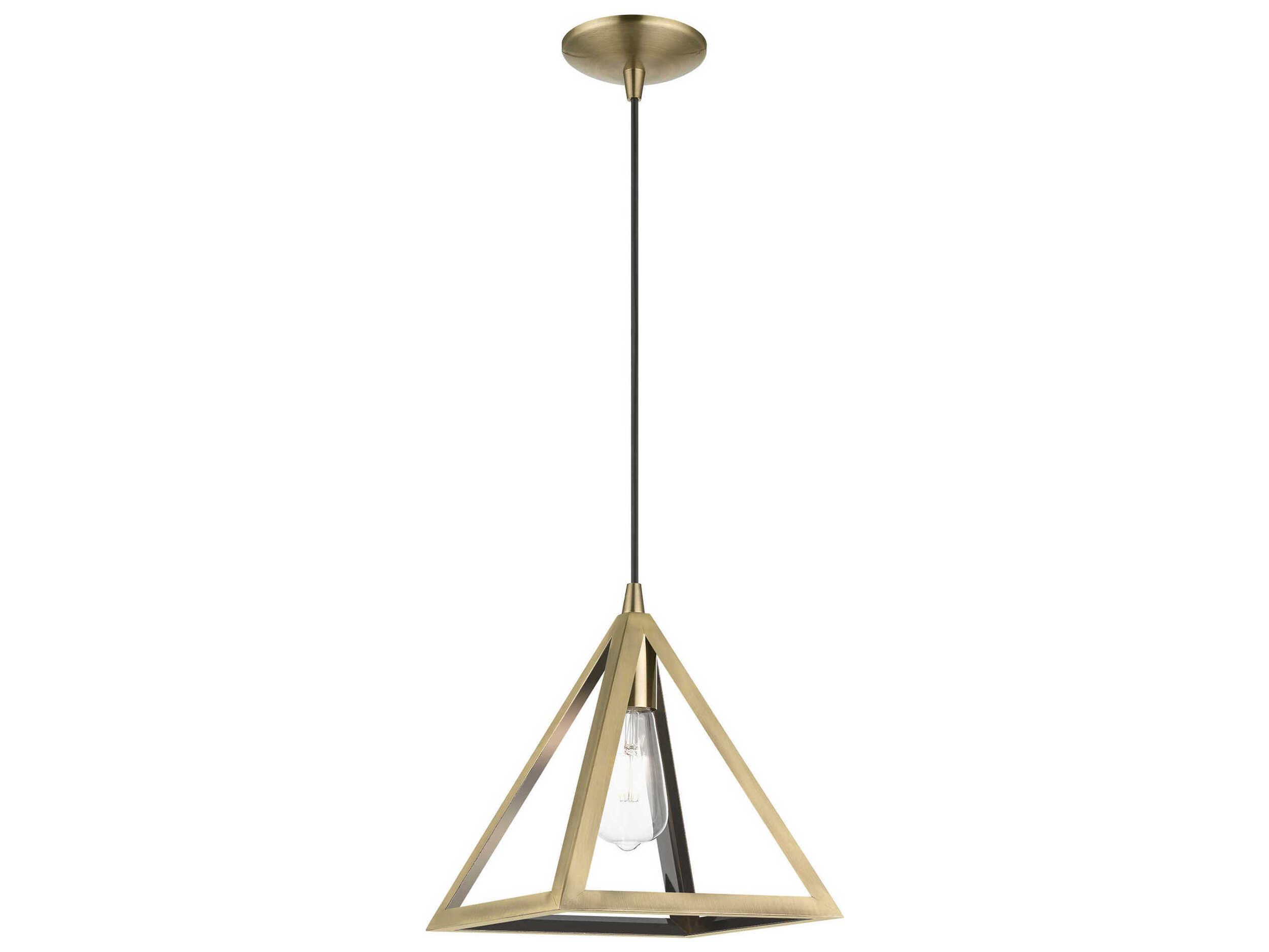 Livex Lighting Pinnacle 1-Light Antique Brass Geometric Mini Pendant