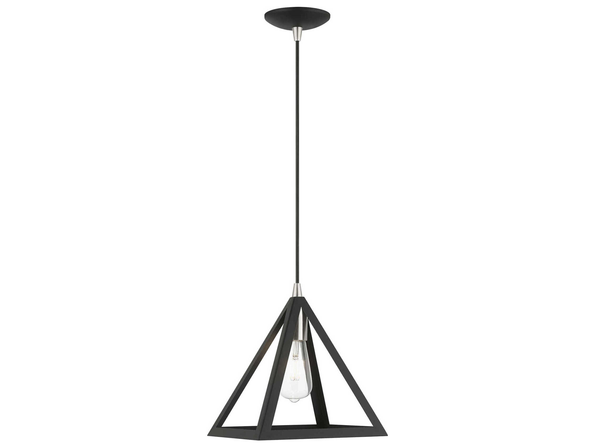 Livex Lighting Pinnacle 1-Light Black Brushed Nickel Geometric Mini Pendant