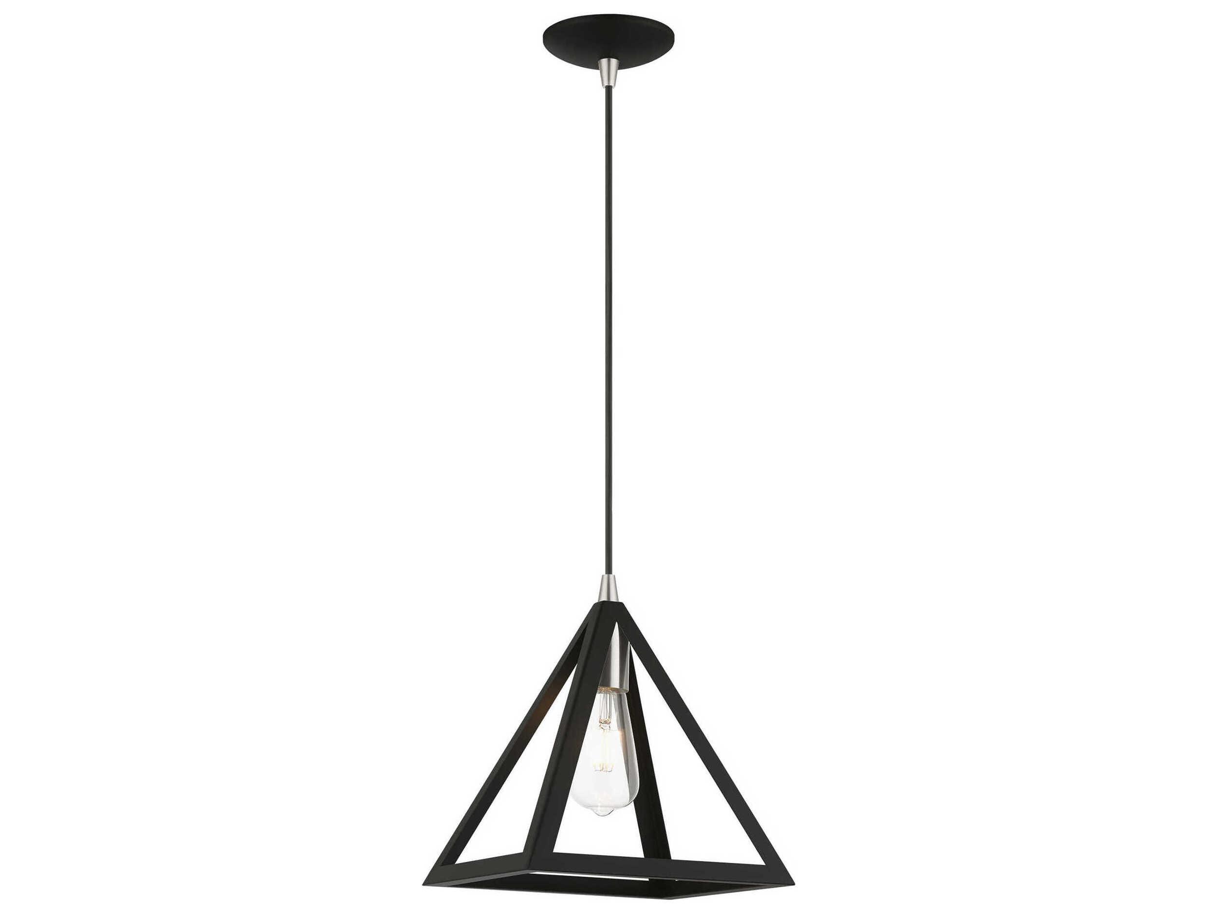 Livex Lighting Pinnacle 1-Light Black Brushed Nickel Geometric Mini Pendant
