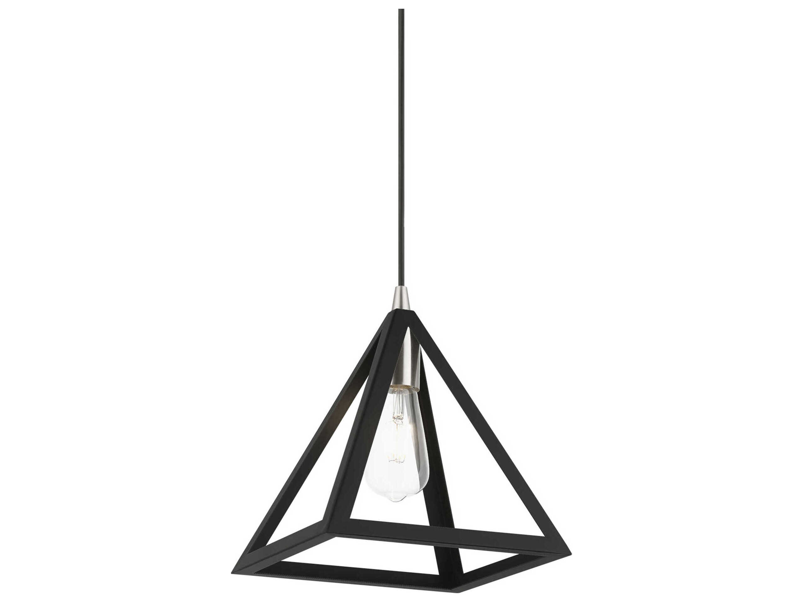 Livex Lighting Pinnacle 1-Light Black Brushed Nickel Geometric Mini Pendant
