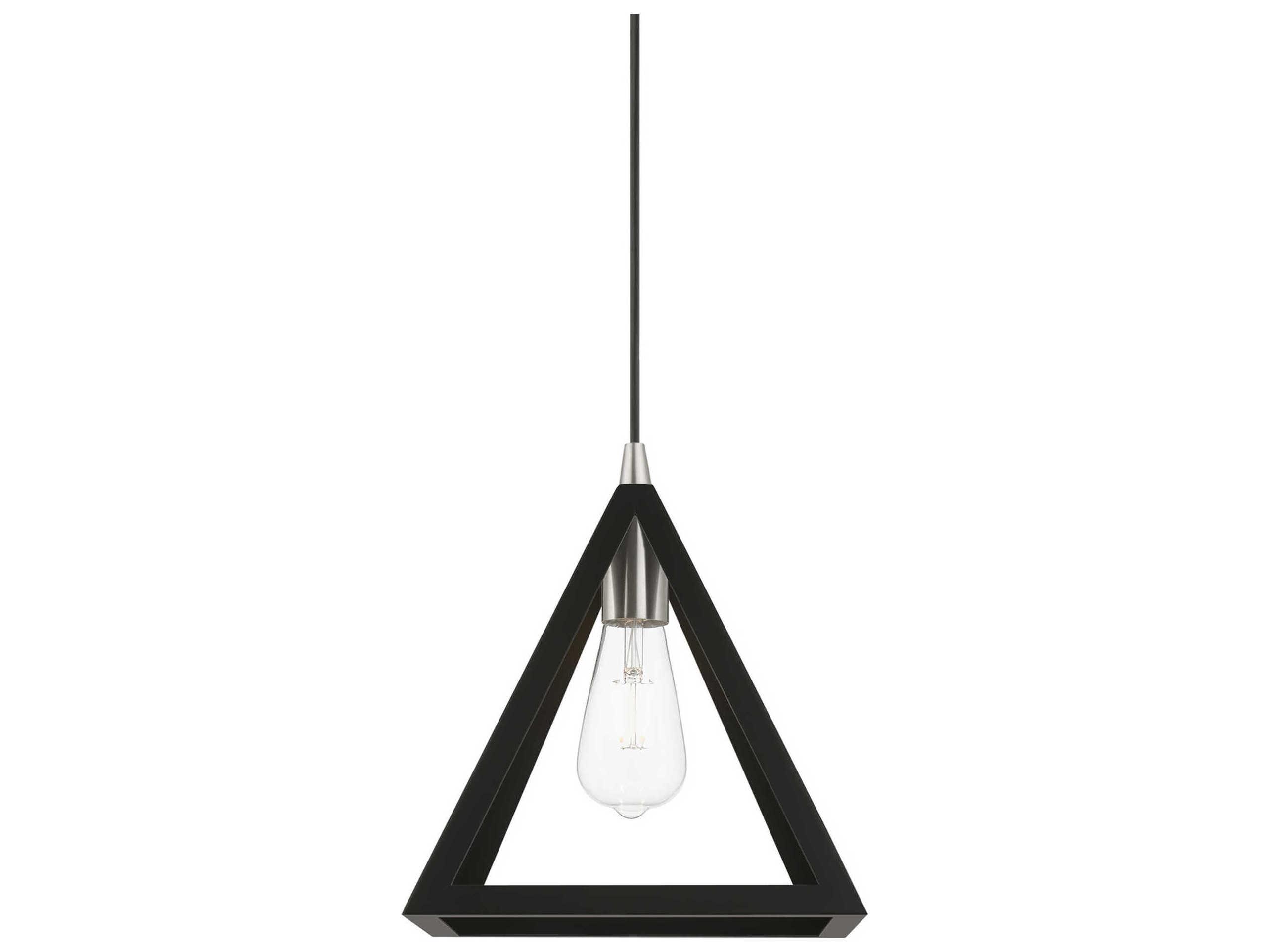 Livex Lighting Pinnacle 1-Light Black Brushed Nickel Geometric Mini Pendant