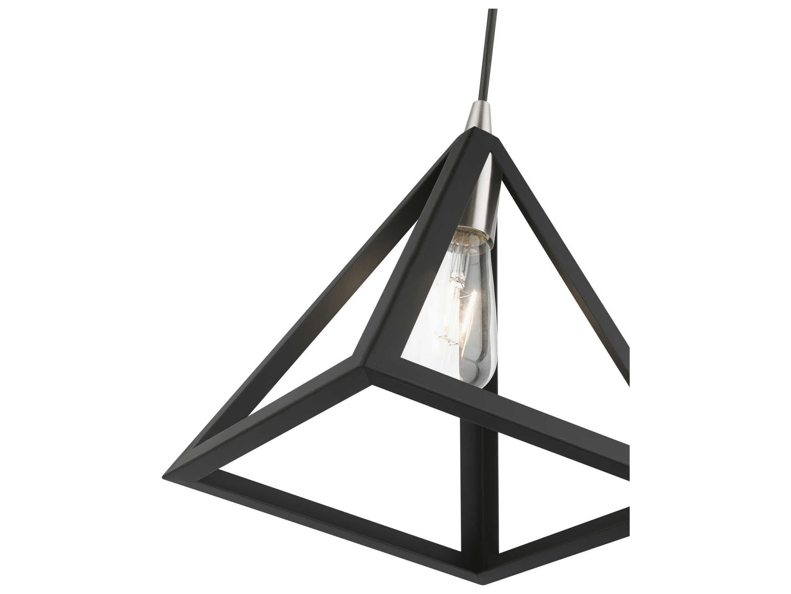 Livex Lighting Pinnacle 1-Light Black Brushed Nickel Geometric Mini Pendant