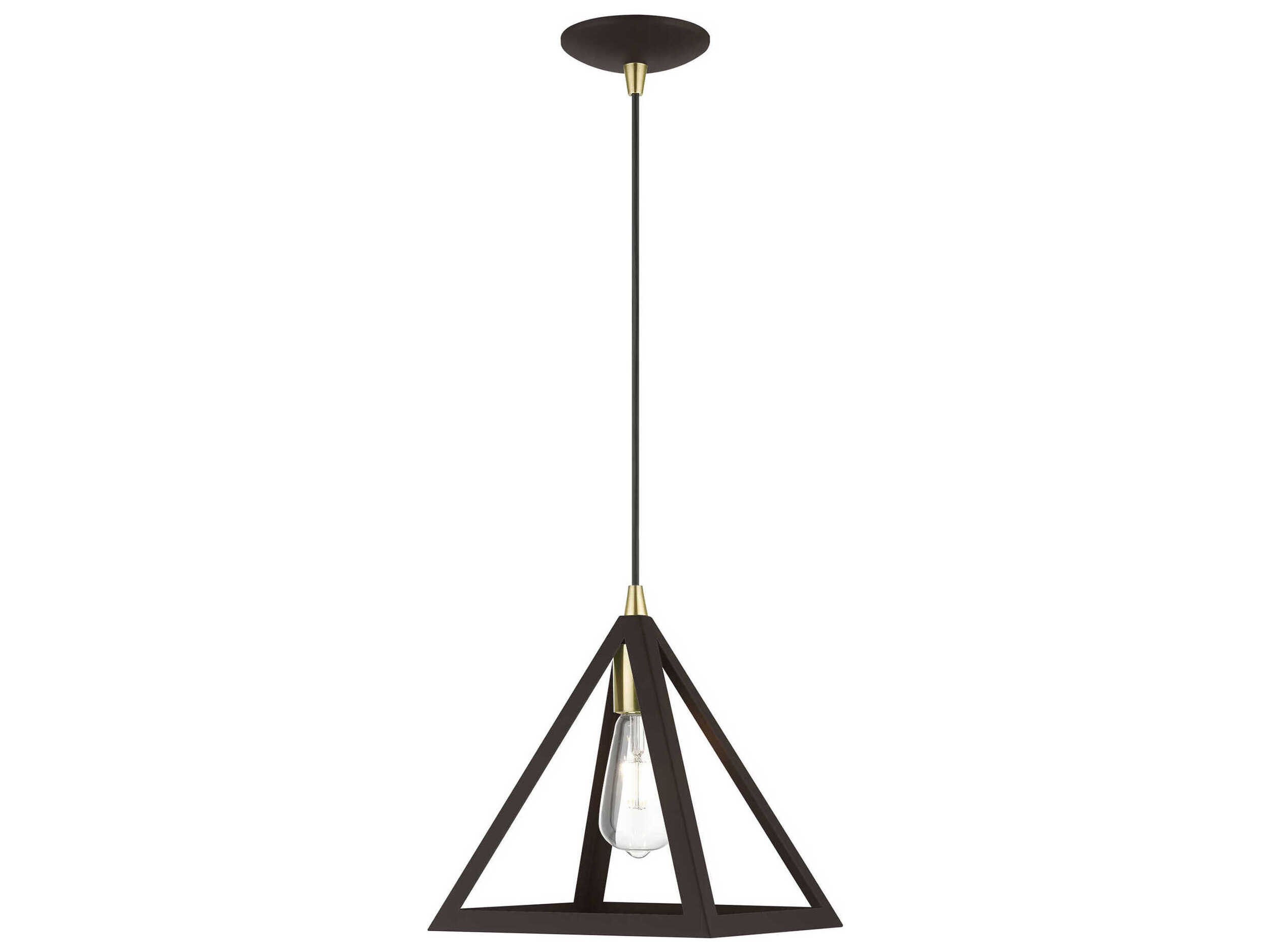 Livex Lighting Pinnacle 1-Light Bronze Antique Brass Geometric Mini Pendant