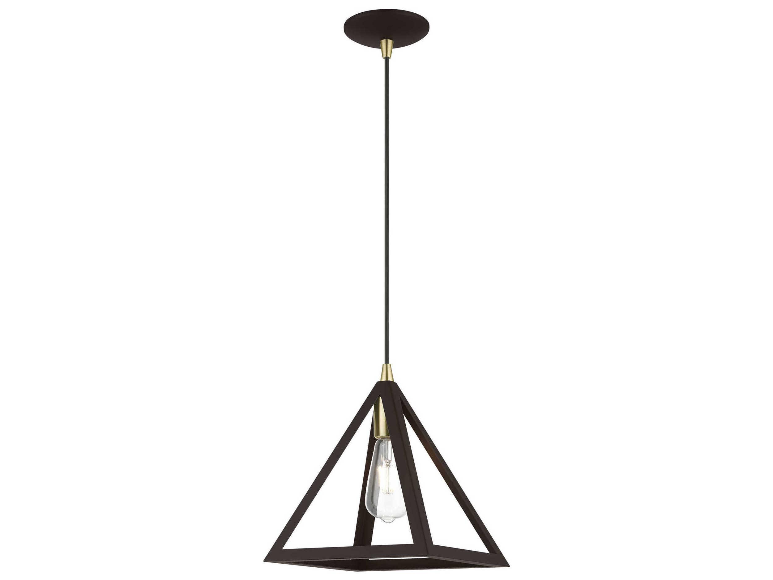 Livex Lighting Pinnacle 1-Light Bronze Antique Brass Geometric Mini Pendant