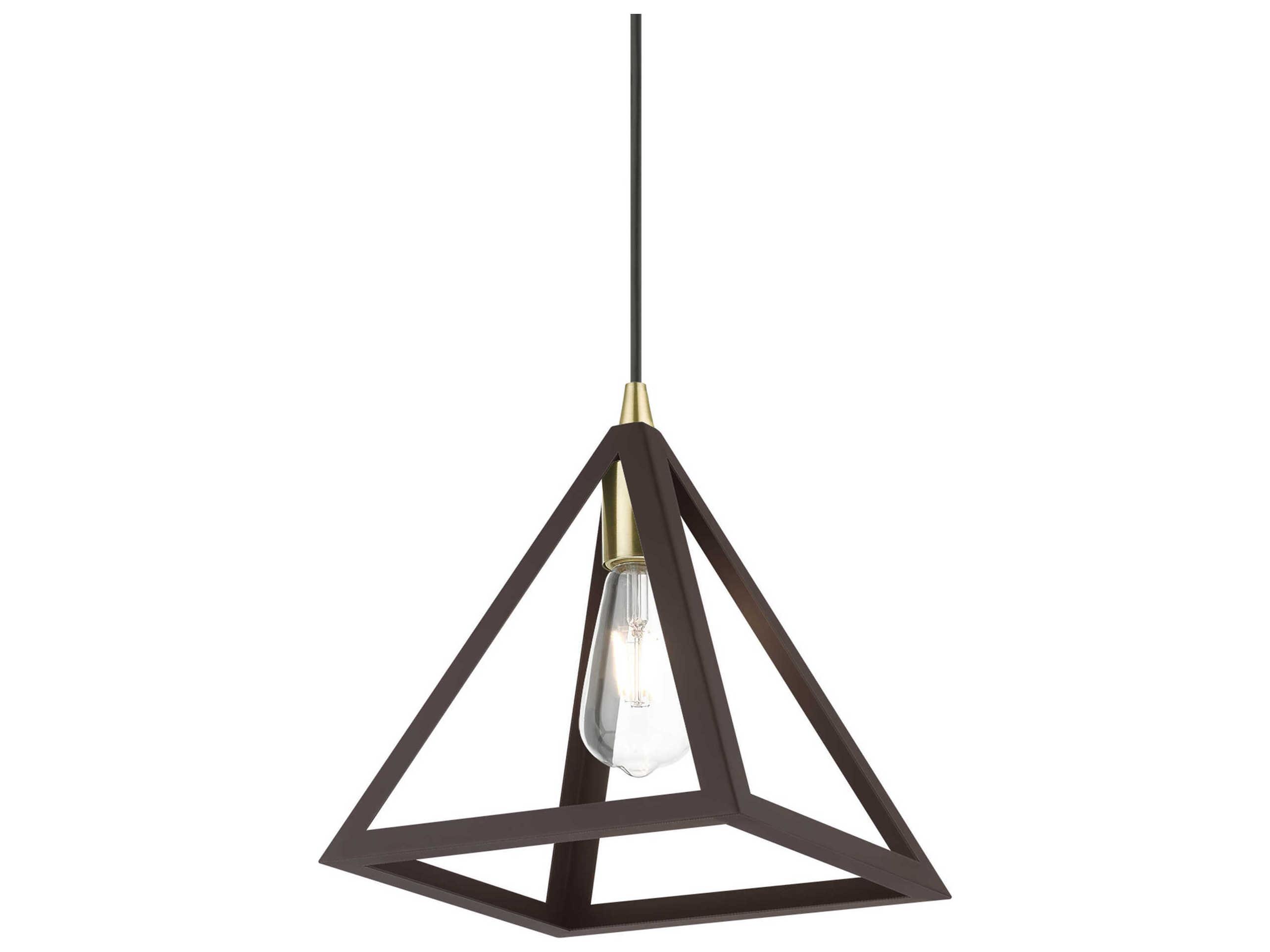 Livex Lighting Pinnacle 1-Light Bronze Antique Brass Geometric Mini Pendant