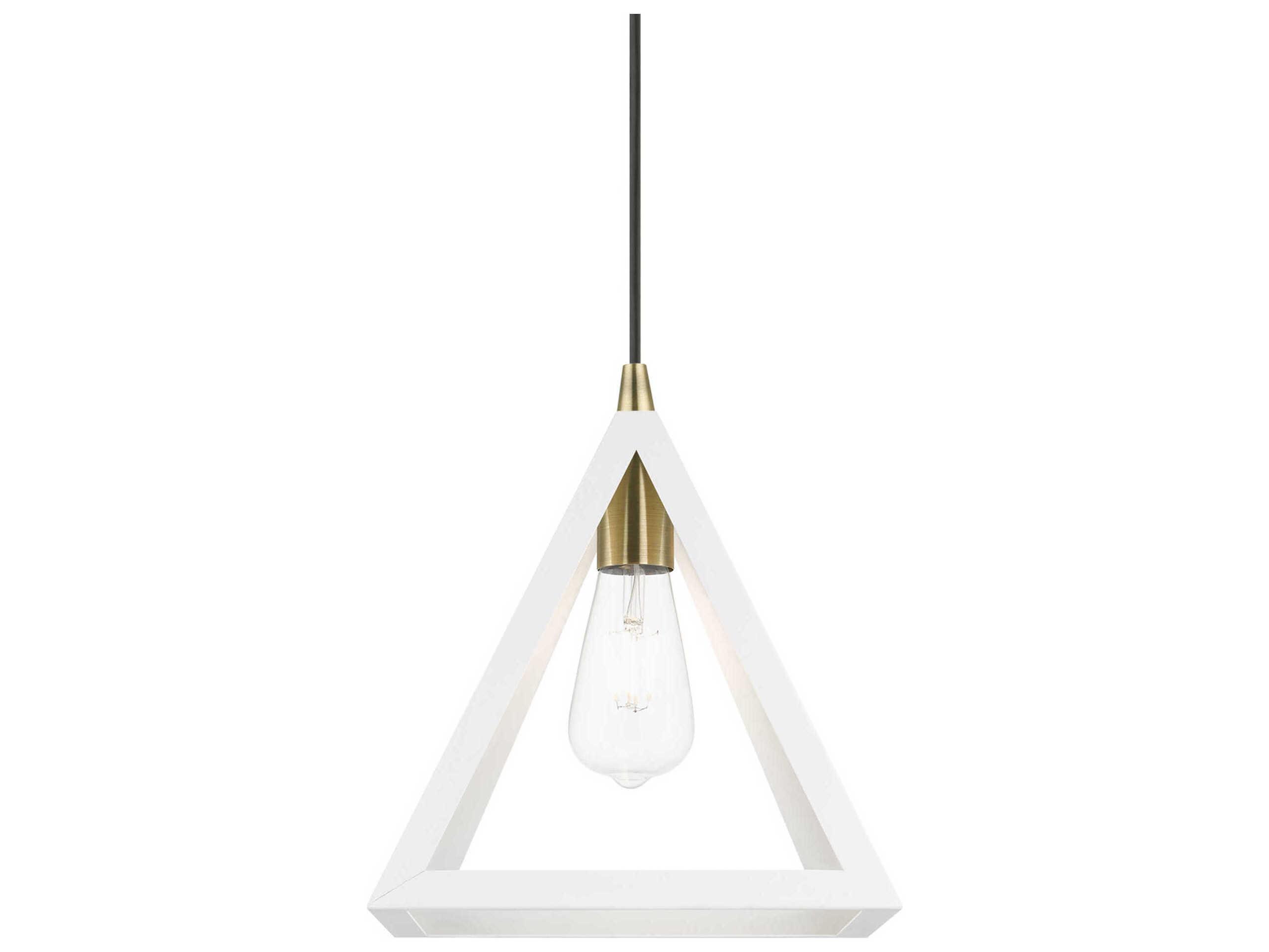 Livex Lighting Pinnacle 1-Light Textured White Antique Brass Geometric Mini Pendant