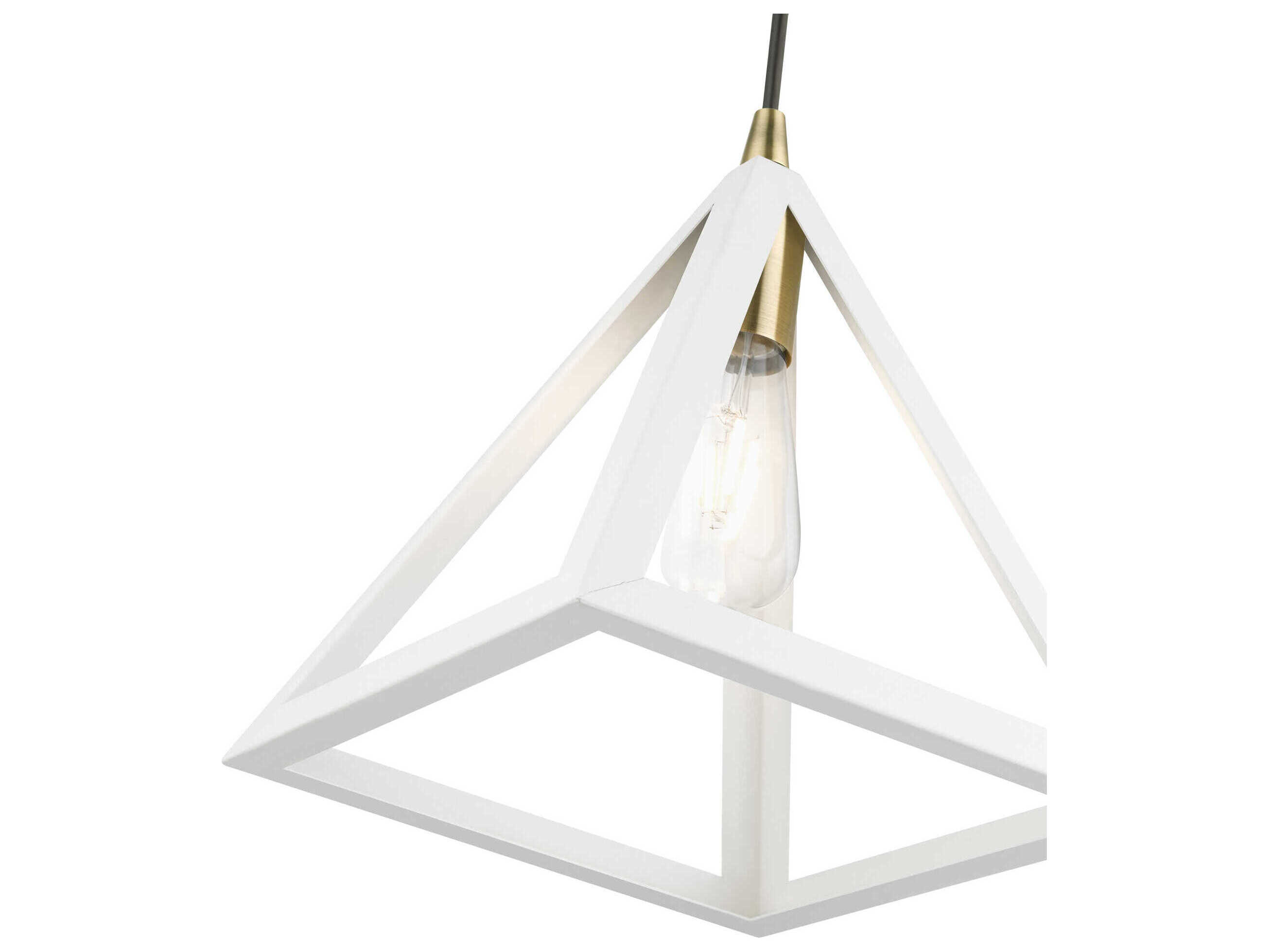 Livex Lighting Pinnacle 1-Light Textured White Antique Brass Geometric Mini Pendant