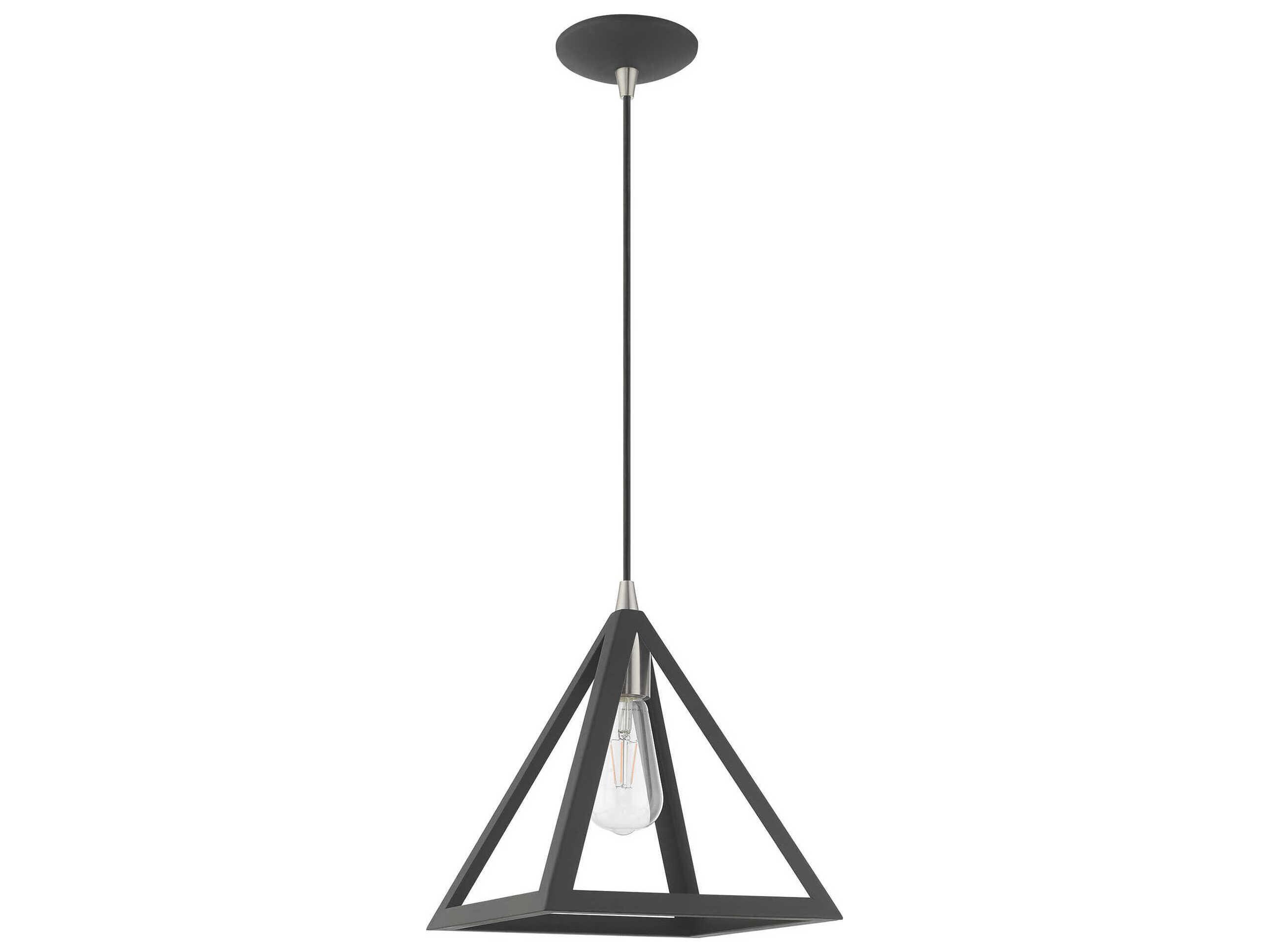 Livex Lighting Geometric 1-Light Scandinavian Gray Pendant