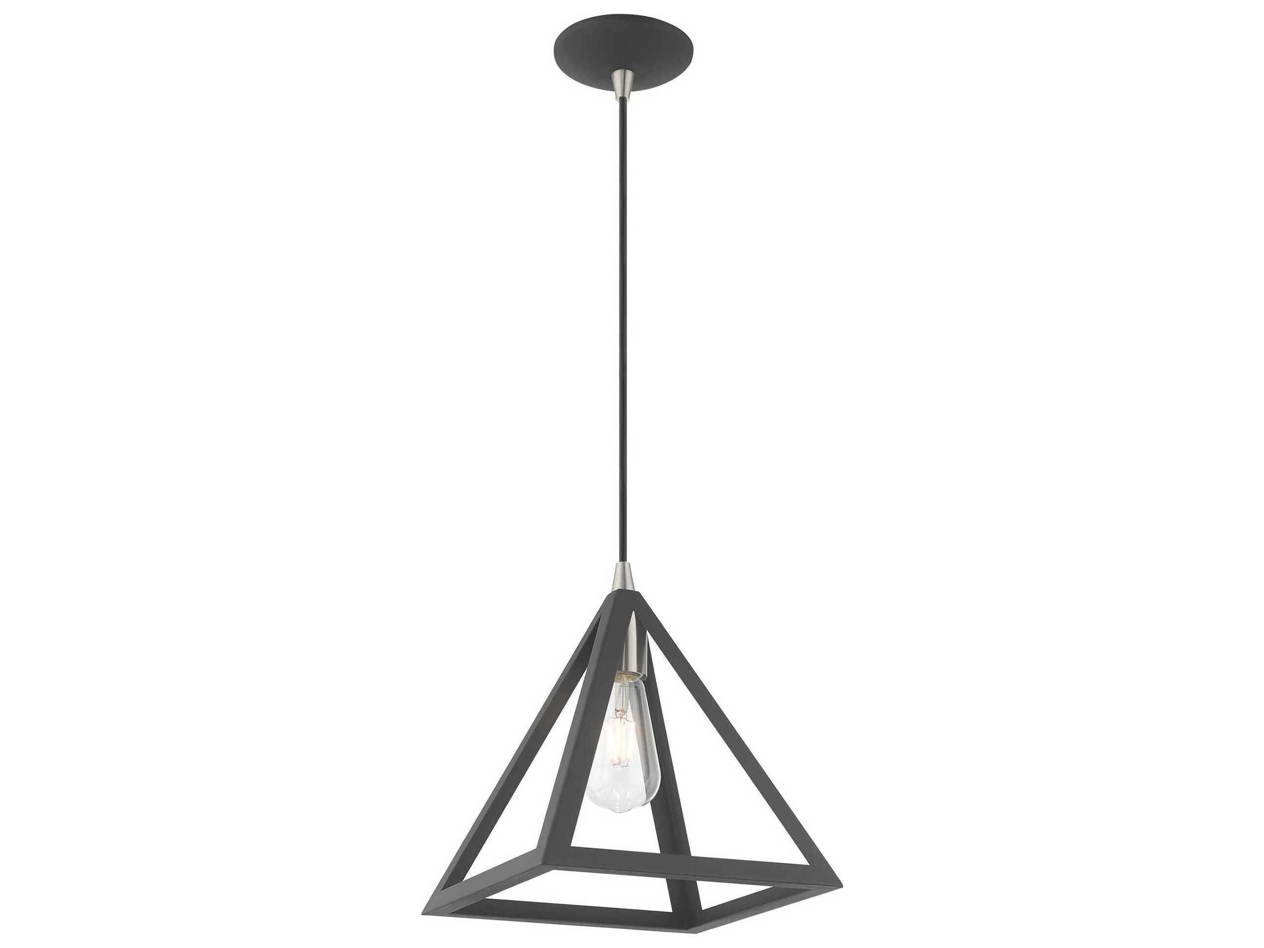 Livex Lighting Geometric 1-Light Scandinavian Gray Pendant