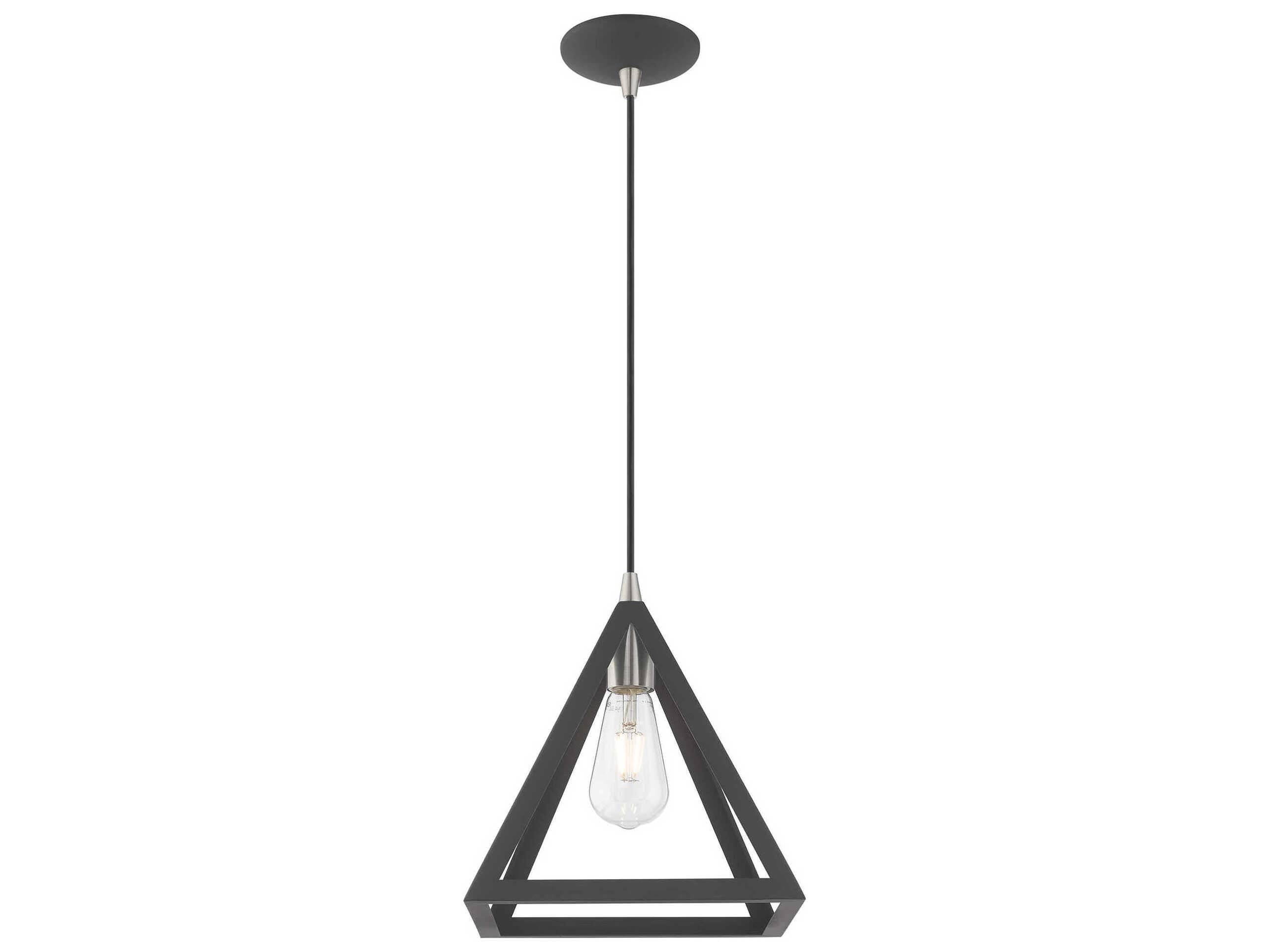 Livex Lighting Geometric 1-Light Scandinavian Gray Pendant