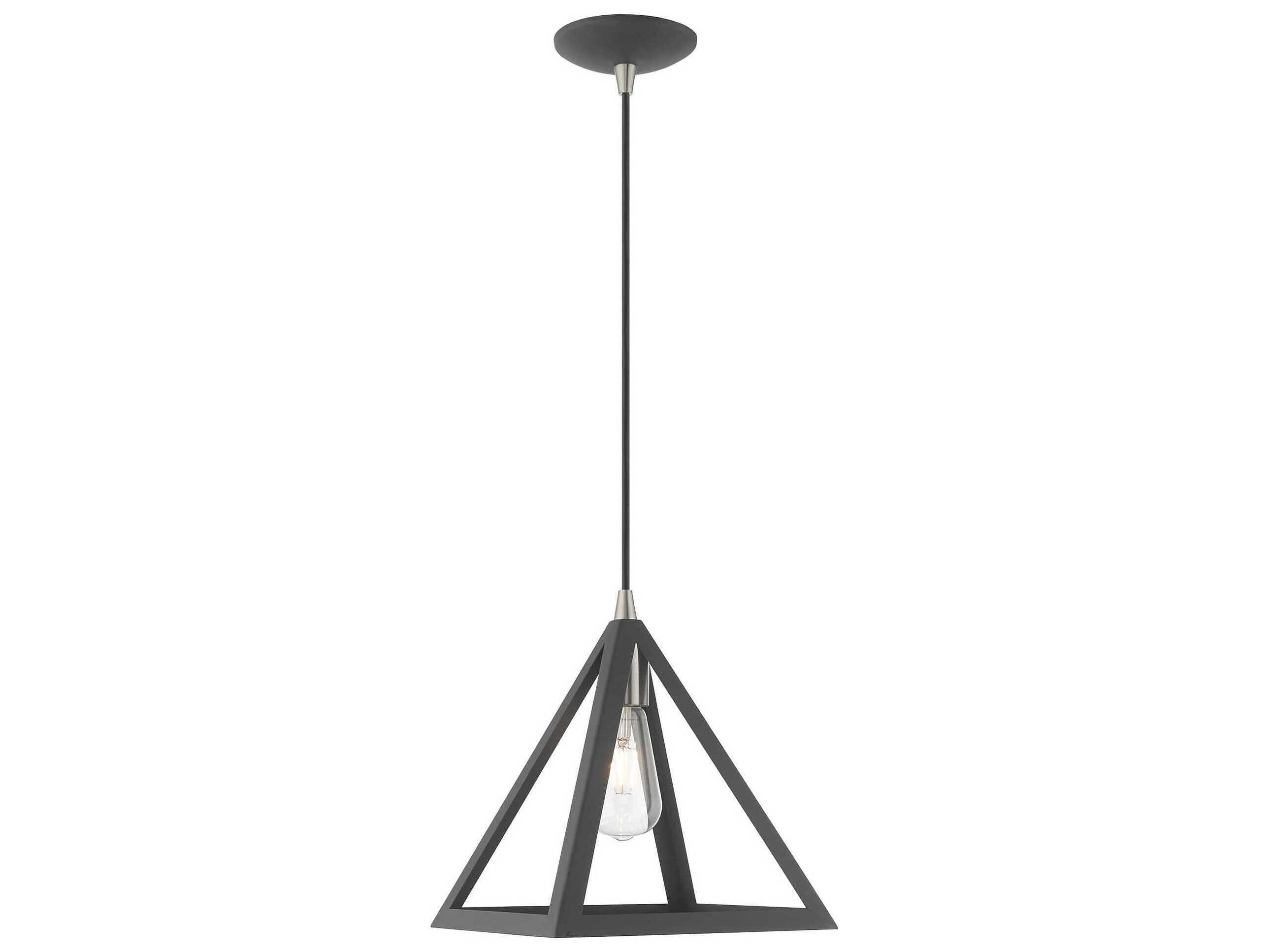 Livex Lighting Geometric 1-Light Scandinavian Gray Pendant