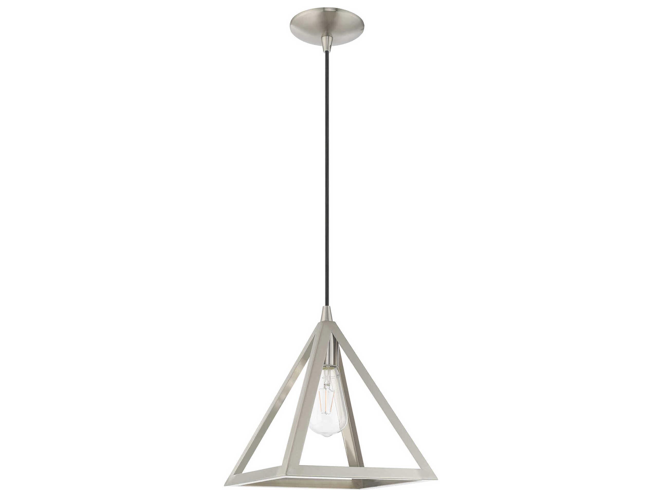 Livex Lighting Geometric 1-Light Brushed Nickel Pendant