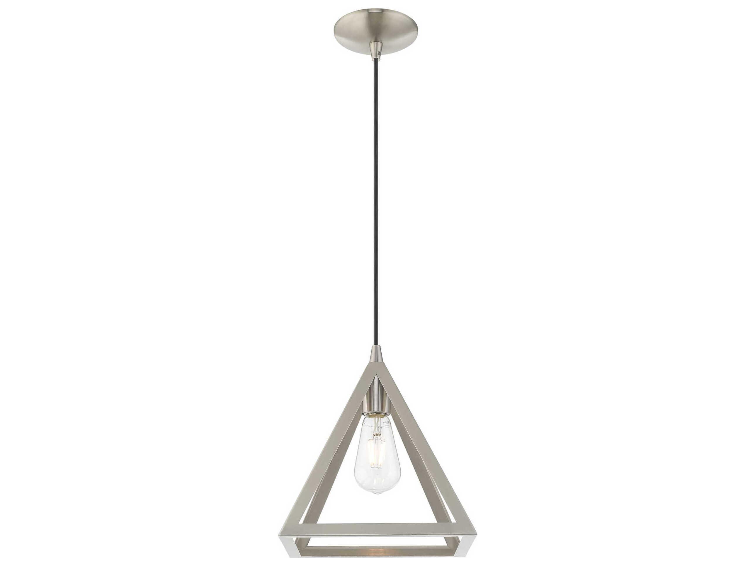 Livex Lighting Geometric 1-Light Brushed Nickel Pendant