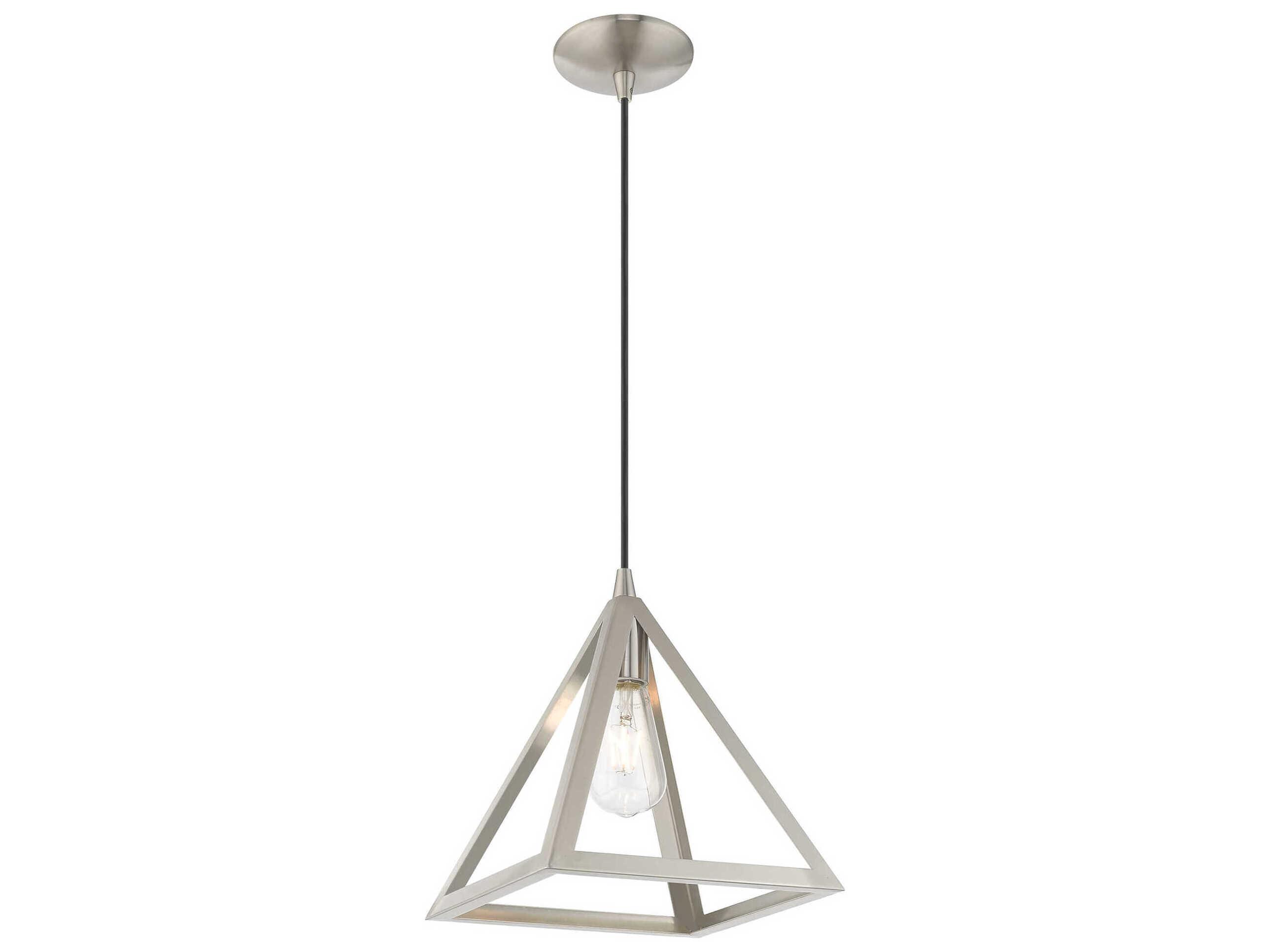 Livex Lighting Geometric 1-Light Brushed Nickel Pendant