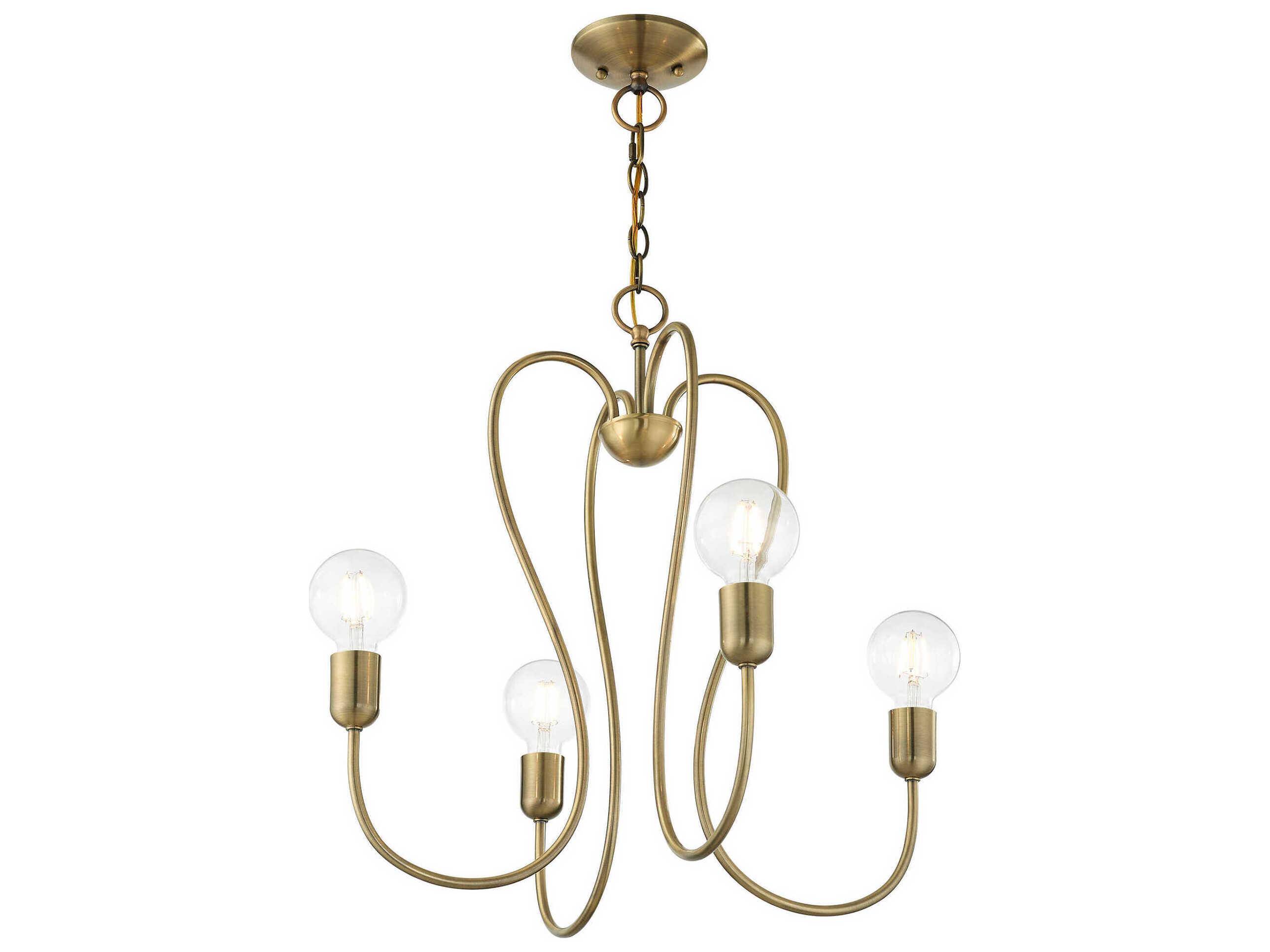 Livex Lighting Lucerne 4-Light Antique Brass Chandelier