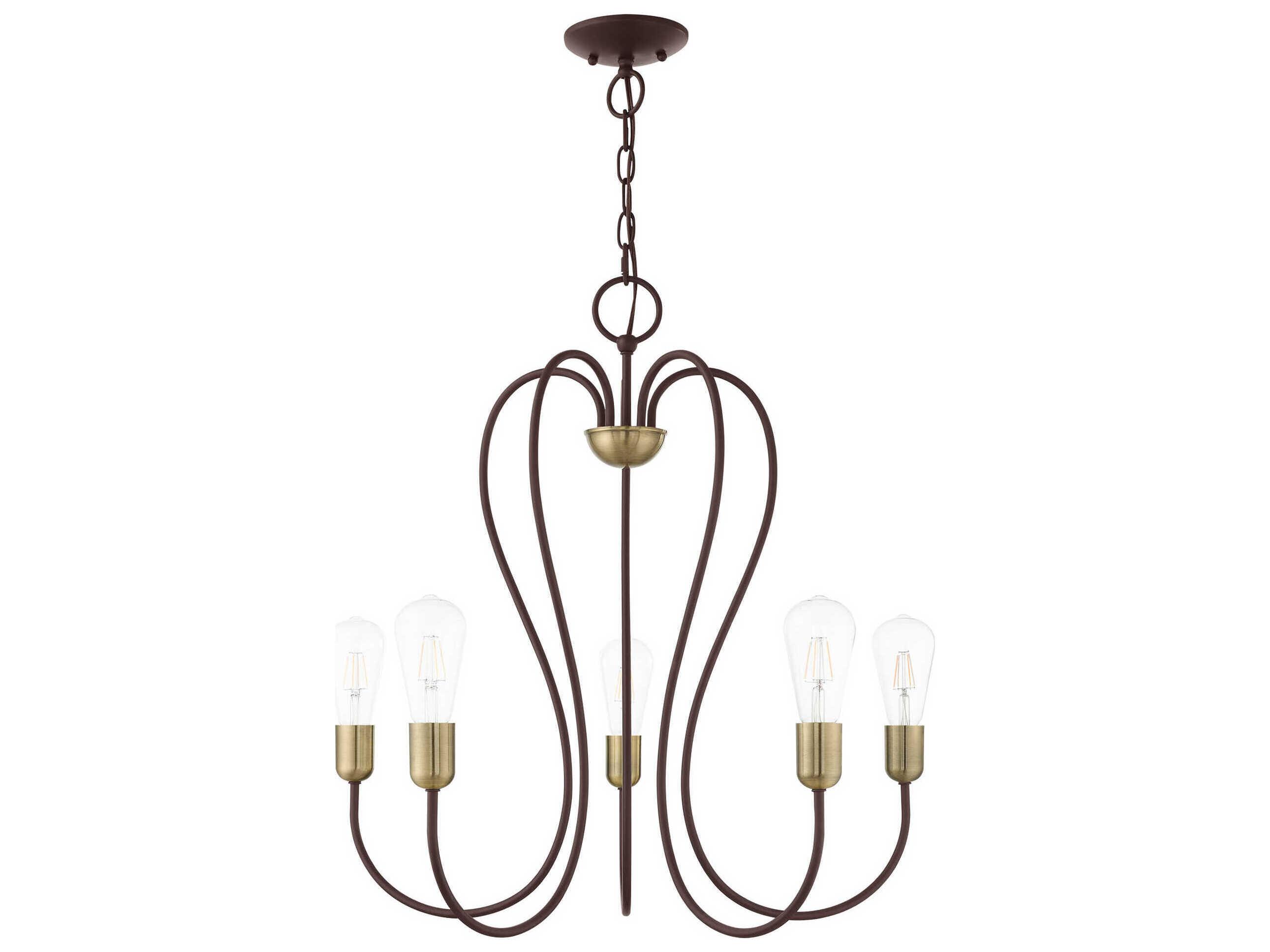 Livex Lighting Lucerne 5-Light Bronze Antique Brass Chandelier