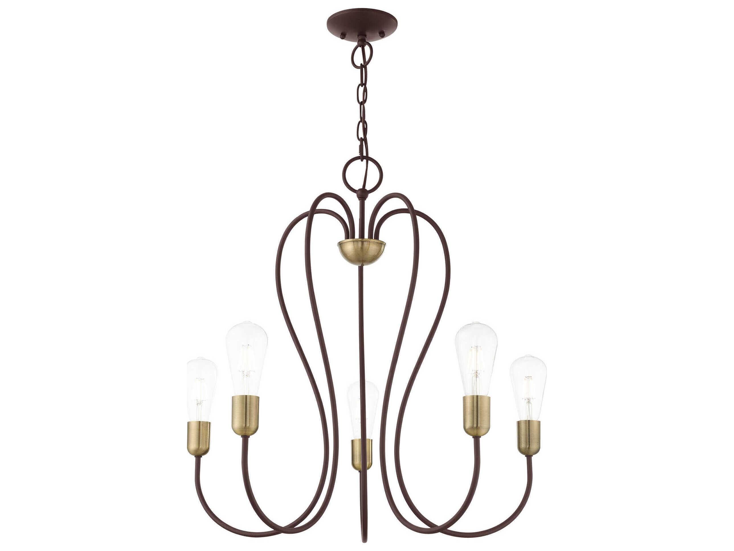 Livex Lighting Lucerne 5-Light Bronze Antique Brass Chandelier