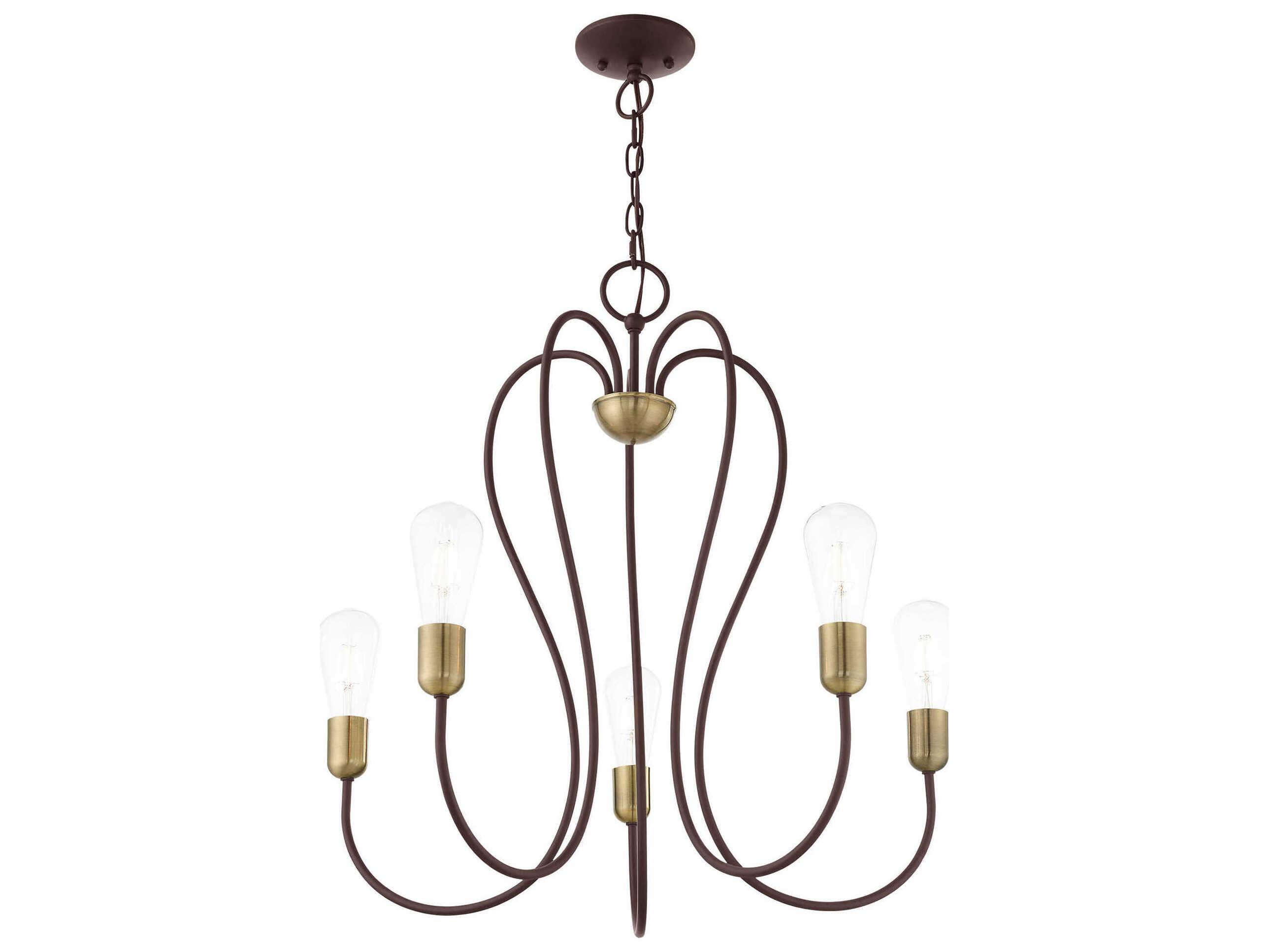 Livex Lighting Lucerne 5-Light Bronze Antique Brass Chandelier