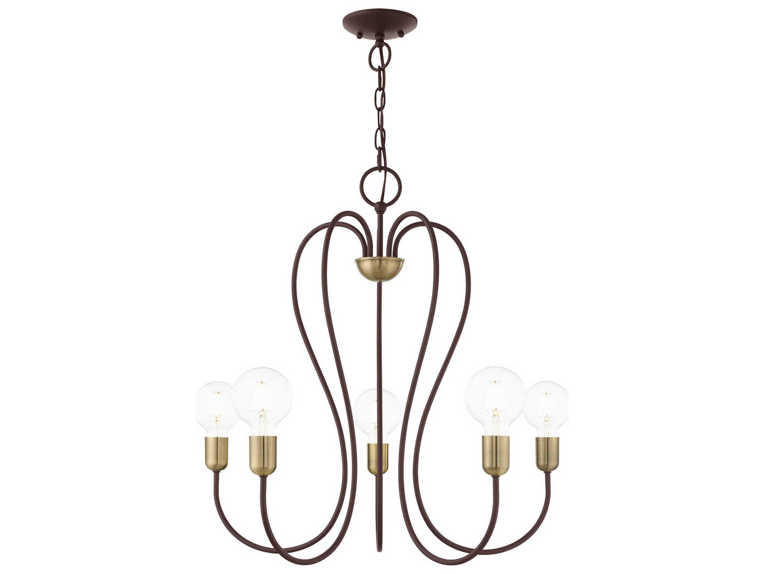 Livex Lighting Lucerne 5-Light Bronze Antique Brass Chandelier