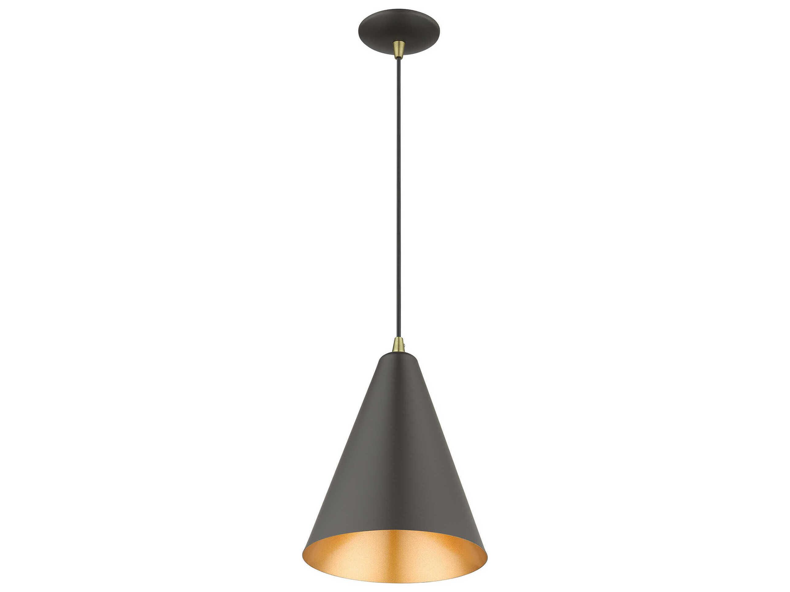 Livex Lighting Dulce 1-Light Bronze Antique Brass Black Mini Pendant