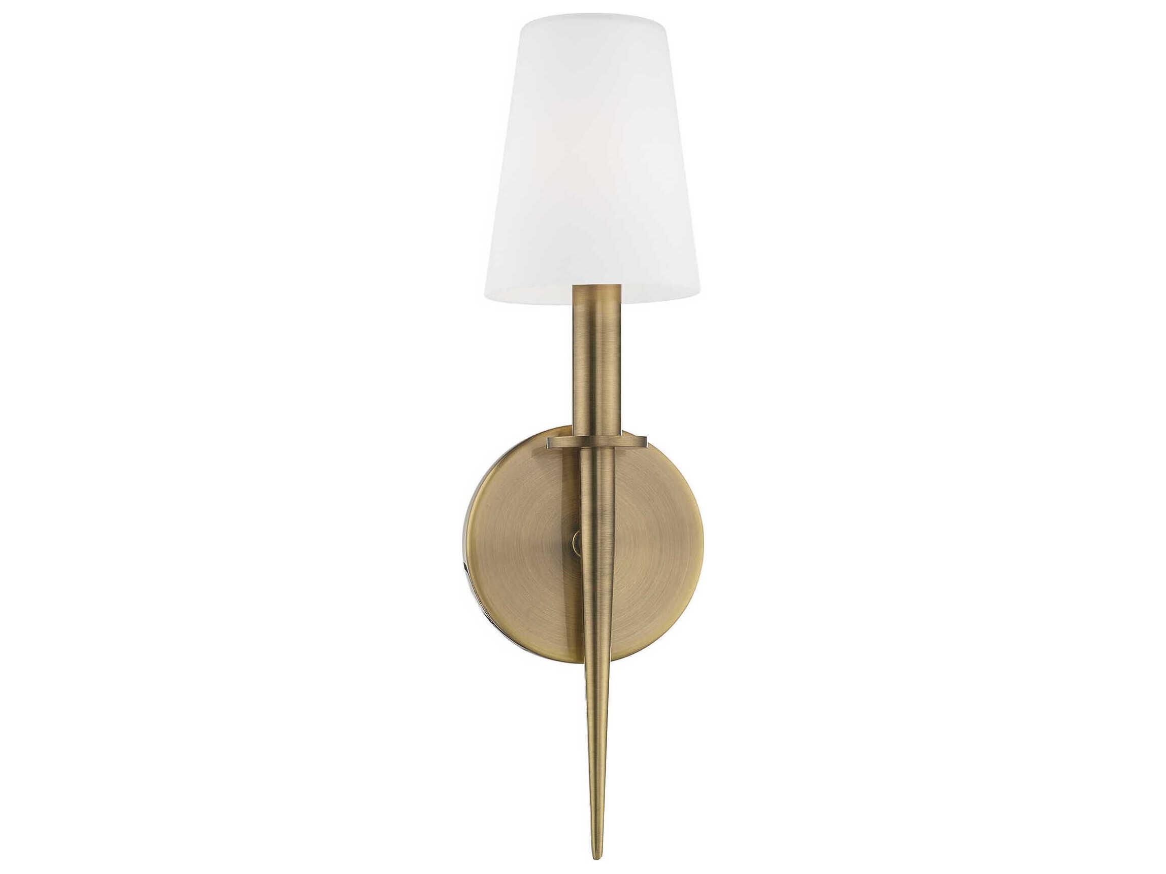 Livex Lighting Witten 1-Light Antique Brass Glass Wall Sconce