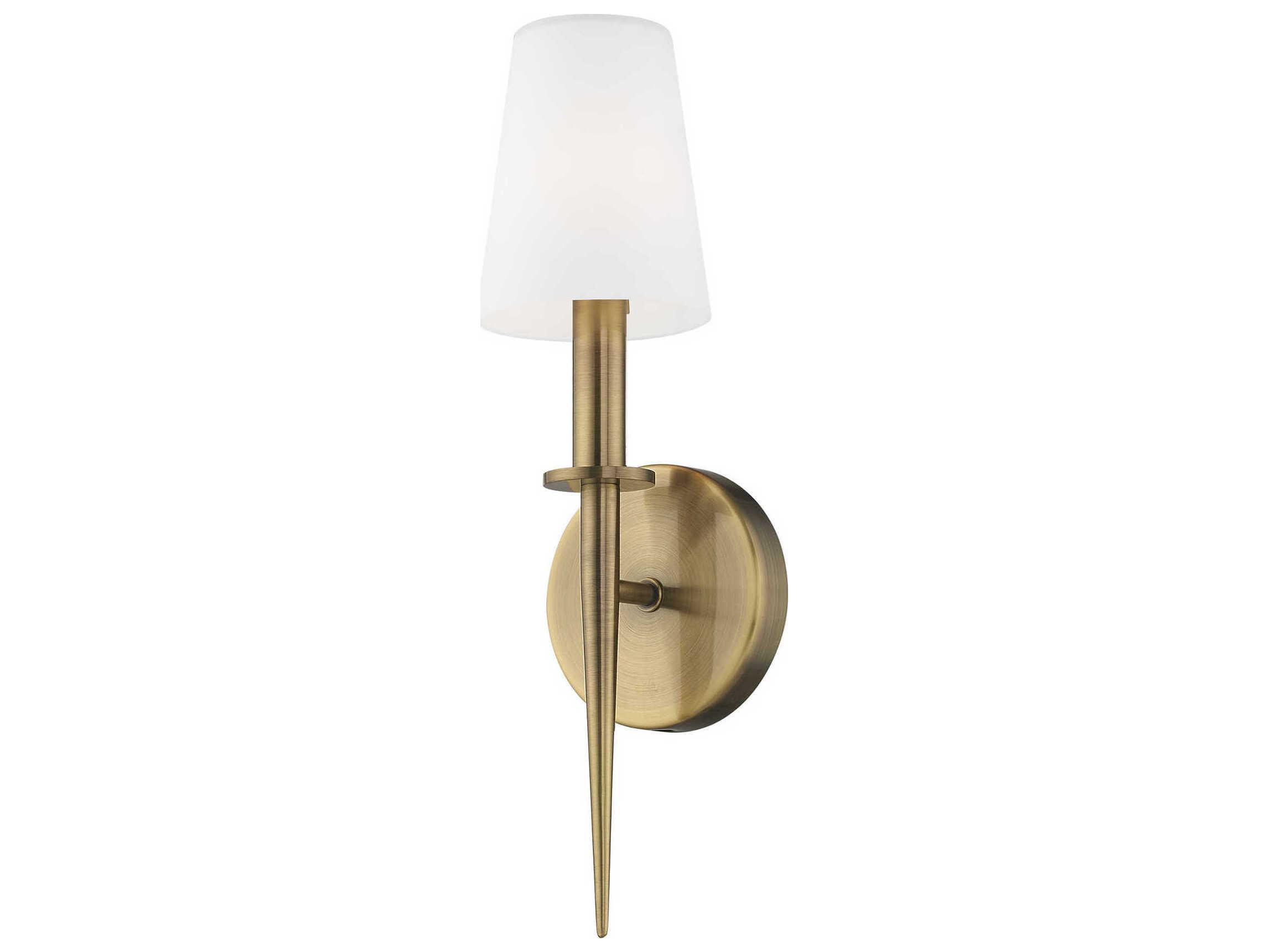 Livex Lighting Witten 1-Light Antique Brass Glass Wall Sconce