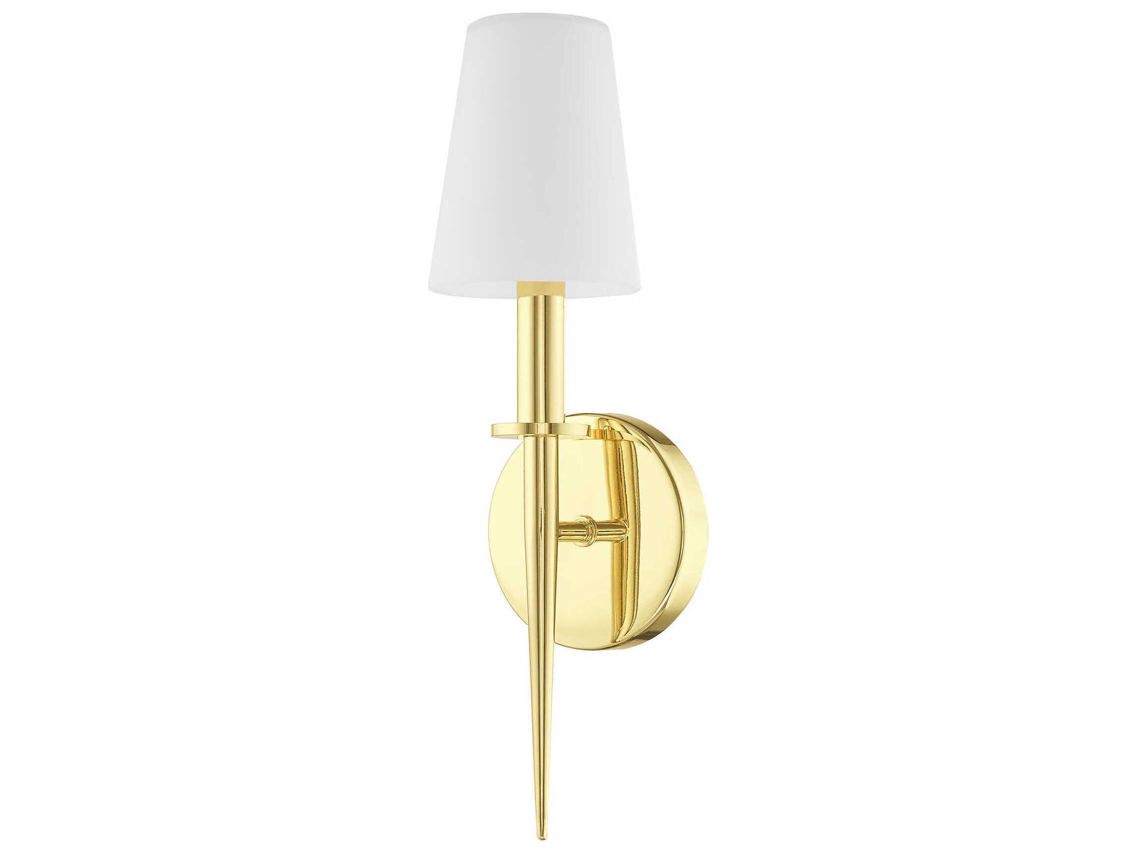 Livex Lighting Witten 1-Light Polished Brass Glass Wall Sconce