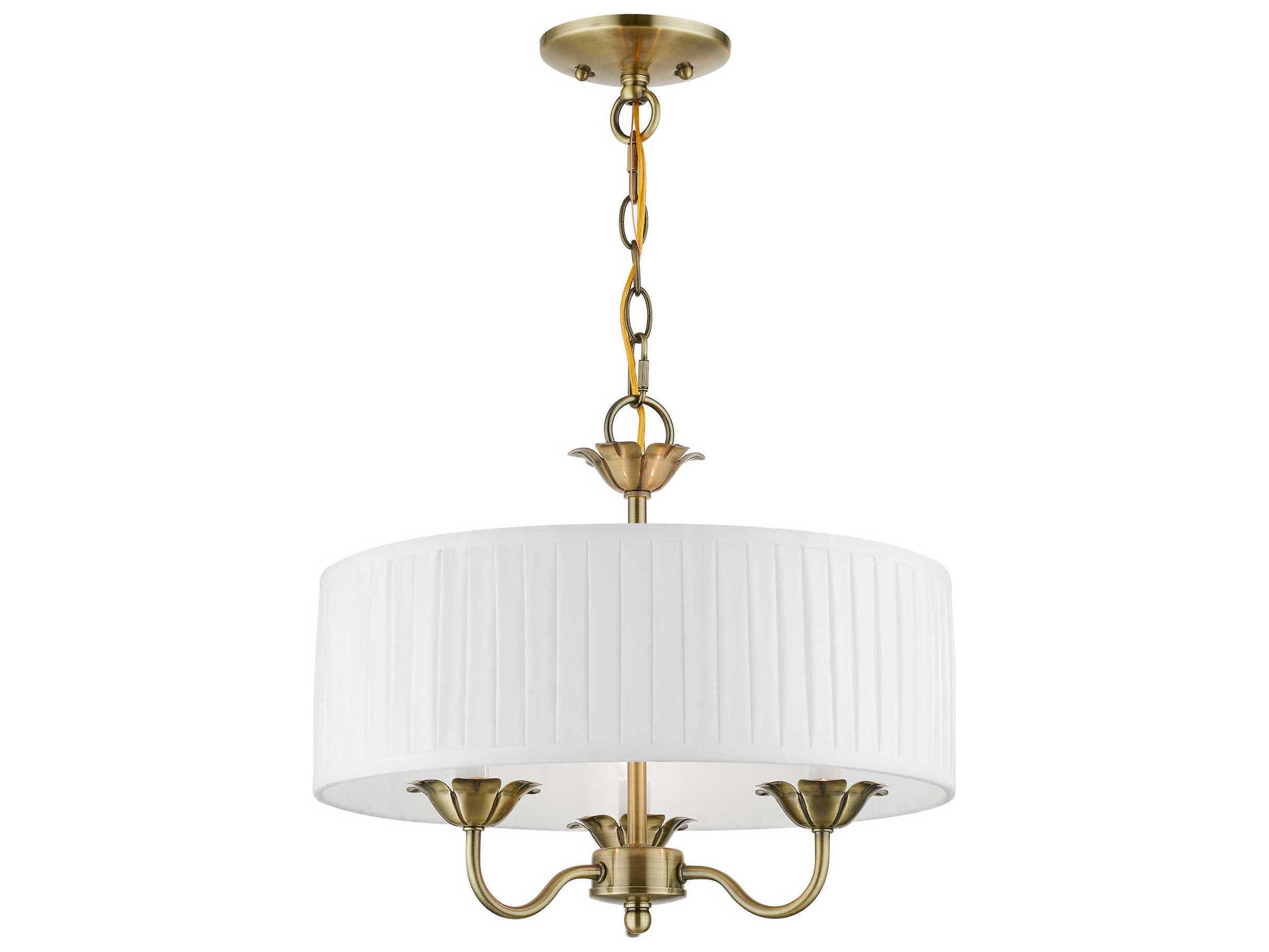 Livex Lighting Edinburgh 3-Light Antique Brass Drum Chandelier