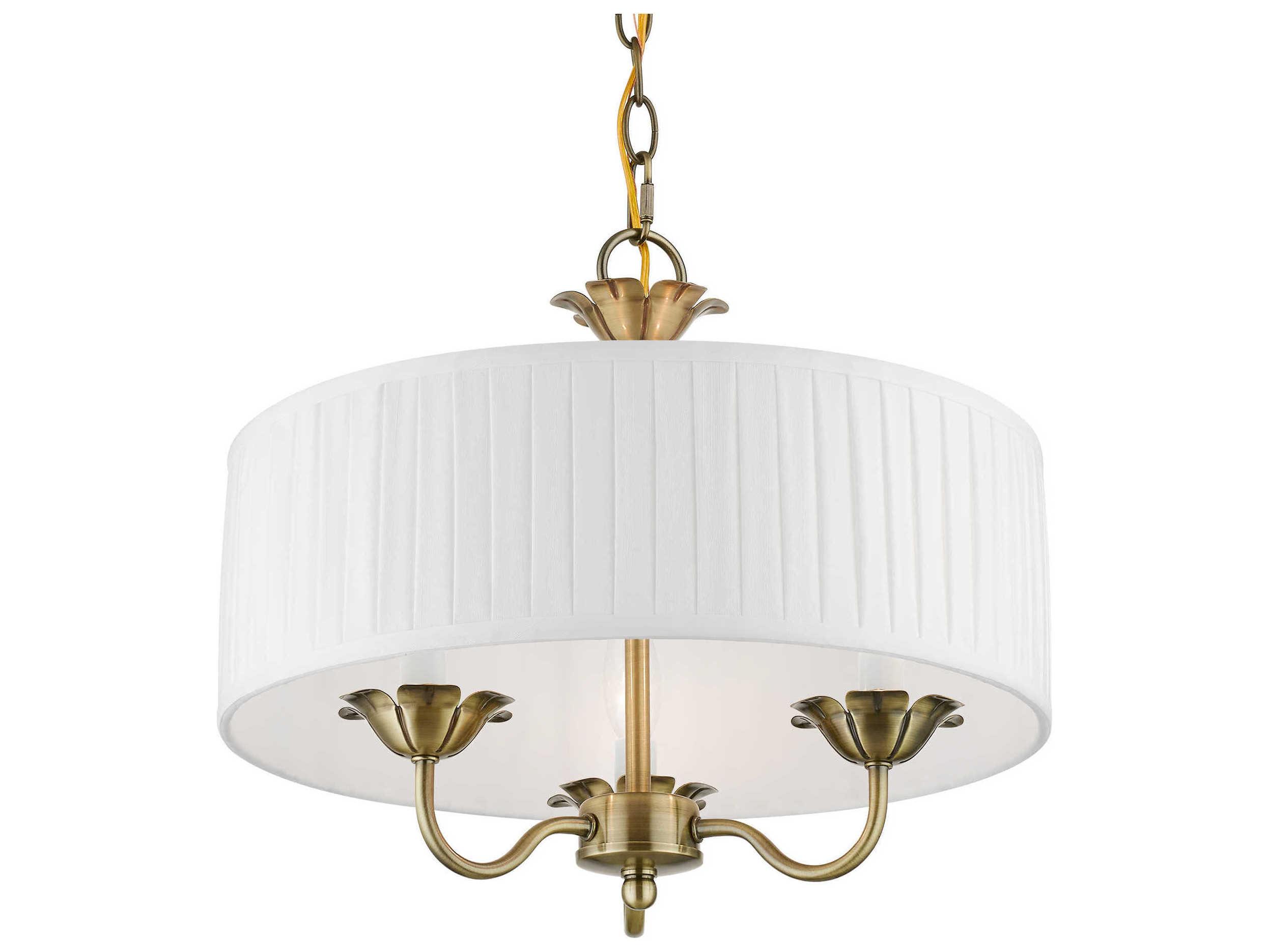 Livex Lighting Edinburgh 3-Light Antique Brass Drum Chandelier