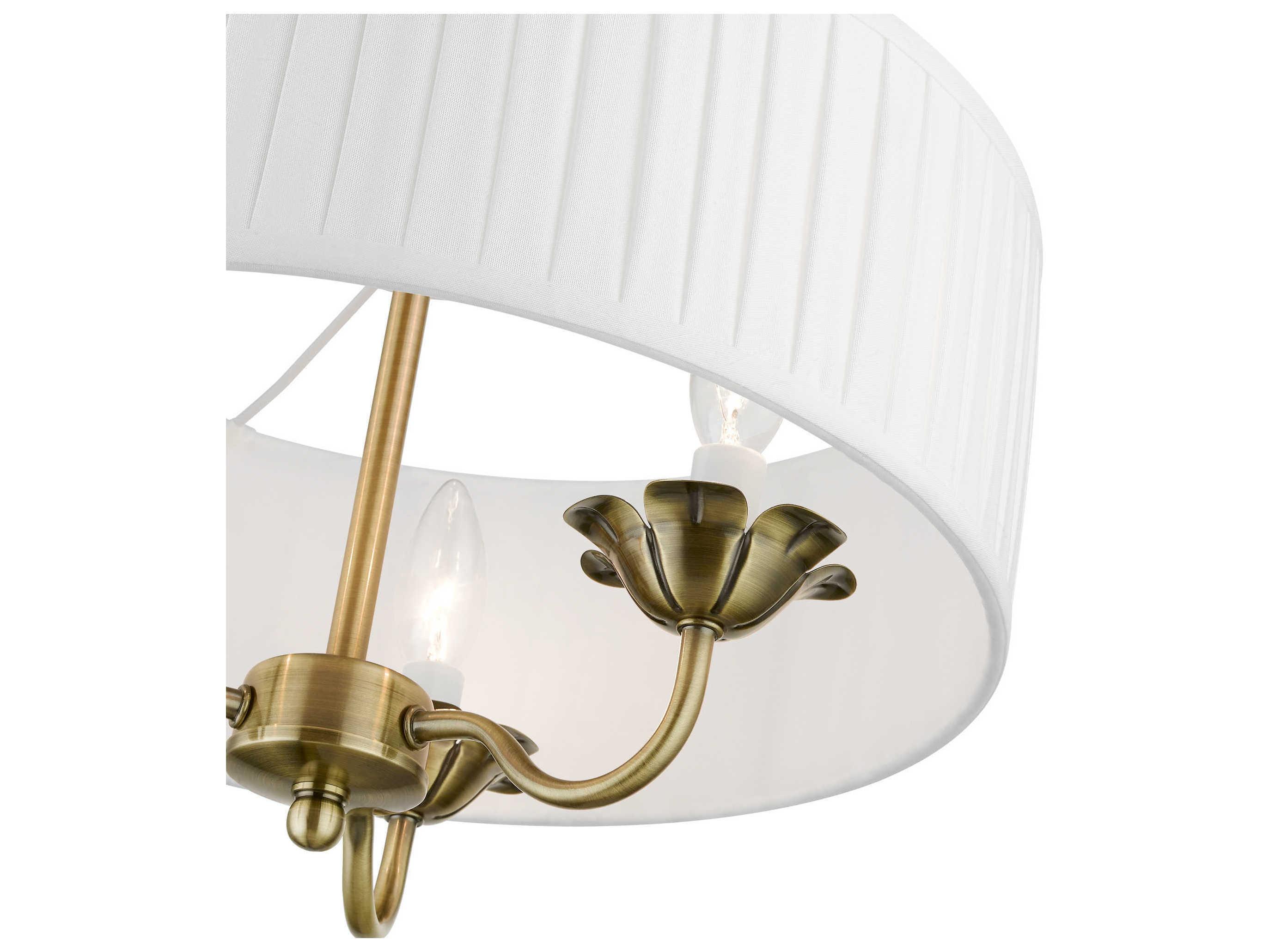 Livex Lighting Edinburgh 3-Light Antique Brass Drum Chandelier