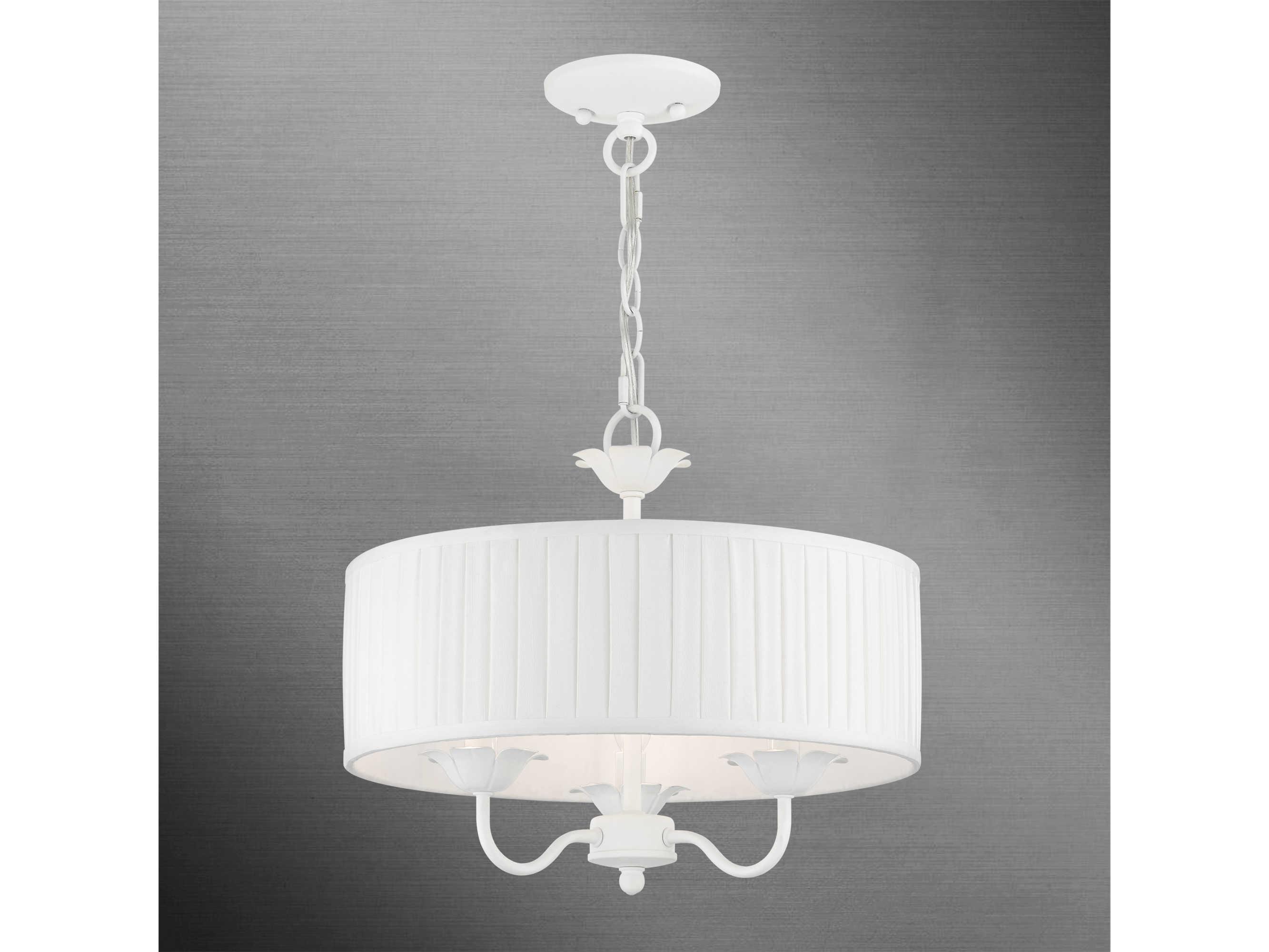 Livex Lighting Edinburgh 3-Light White Drum Chandelier