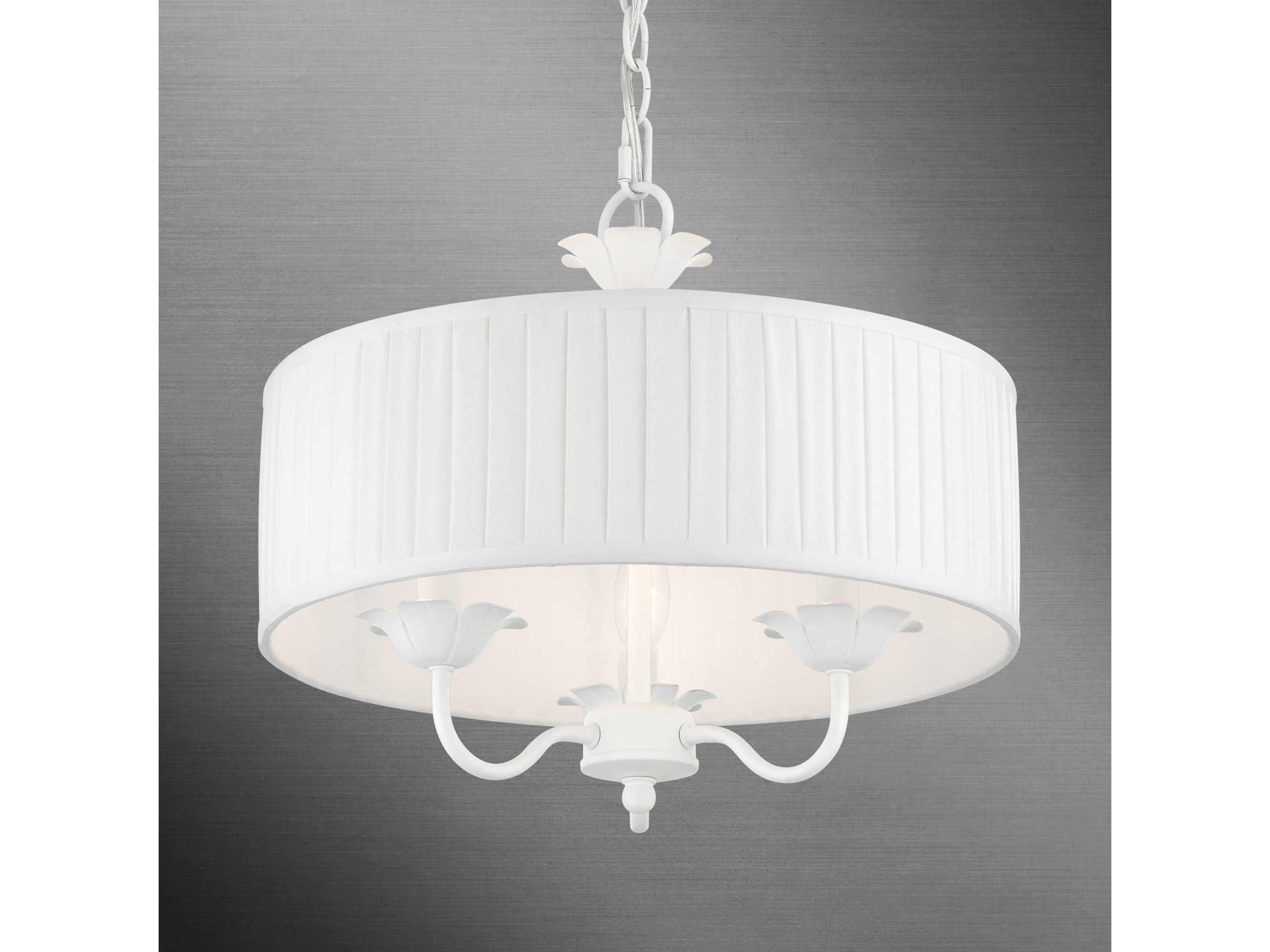 Livex Lighting Edinburgh 3-Light White Drum Chandelier